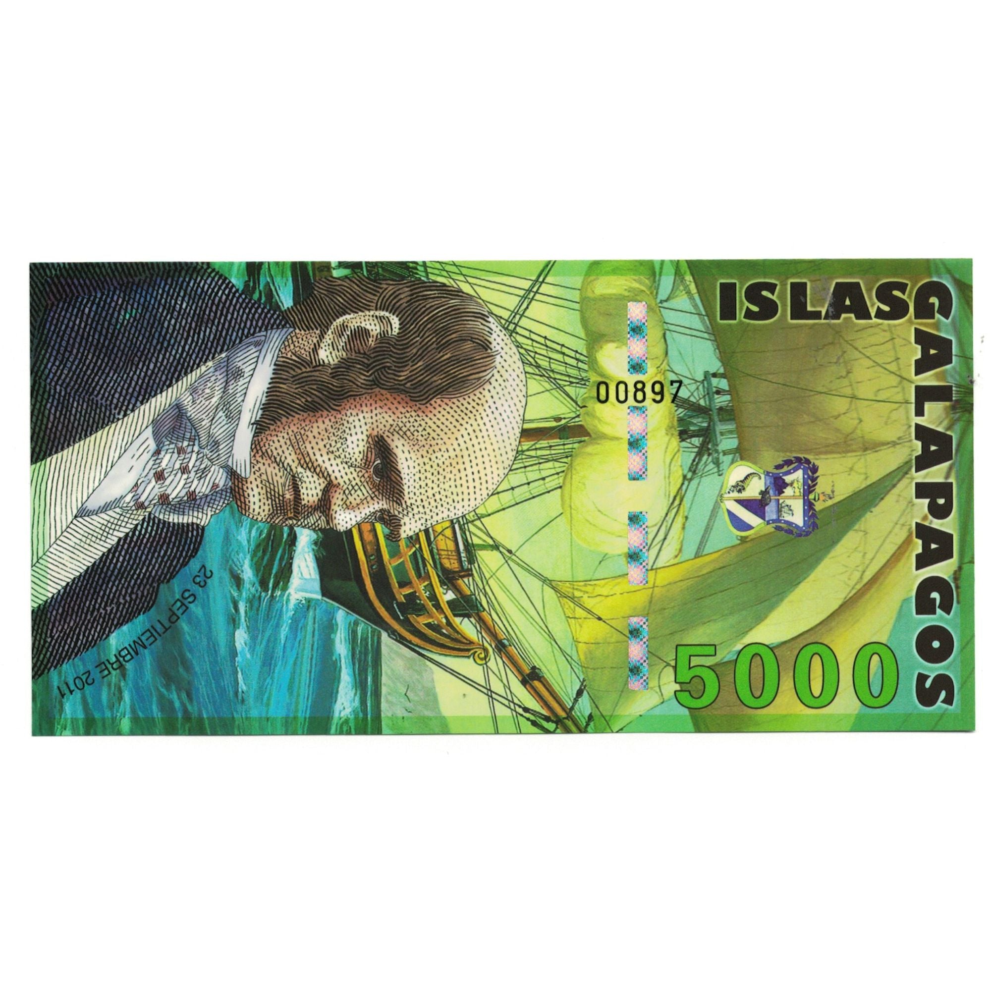 Billete, 5000 Sucres, 2011, Ecuador, 2011-09-23, ISLAS GALAPAGOS, UNC