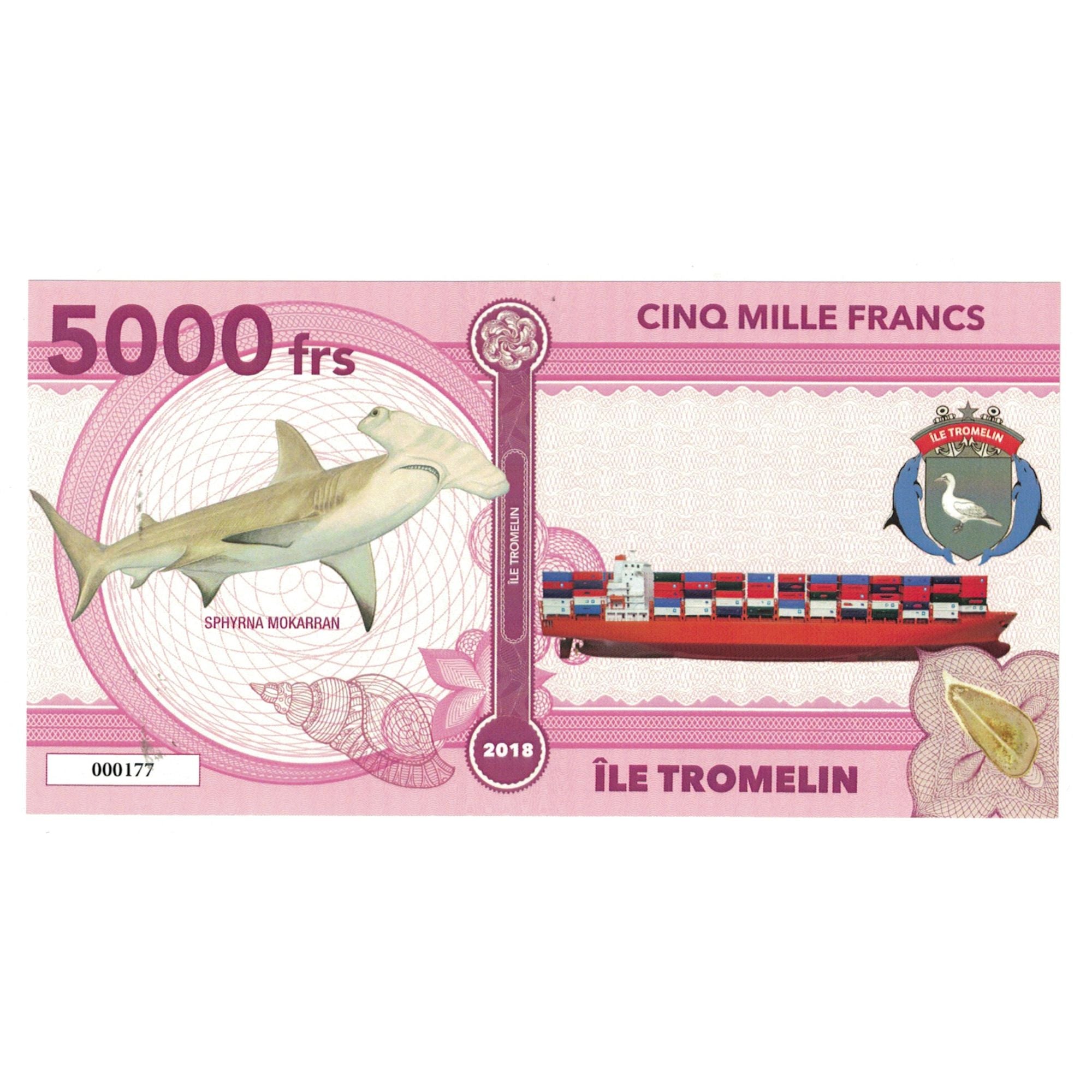 France, 5000 Francs, 2018, 000177, TERRES AUSTRALES FRANÇAISES ILE TROMELIN