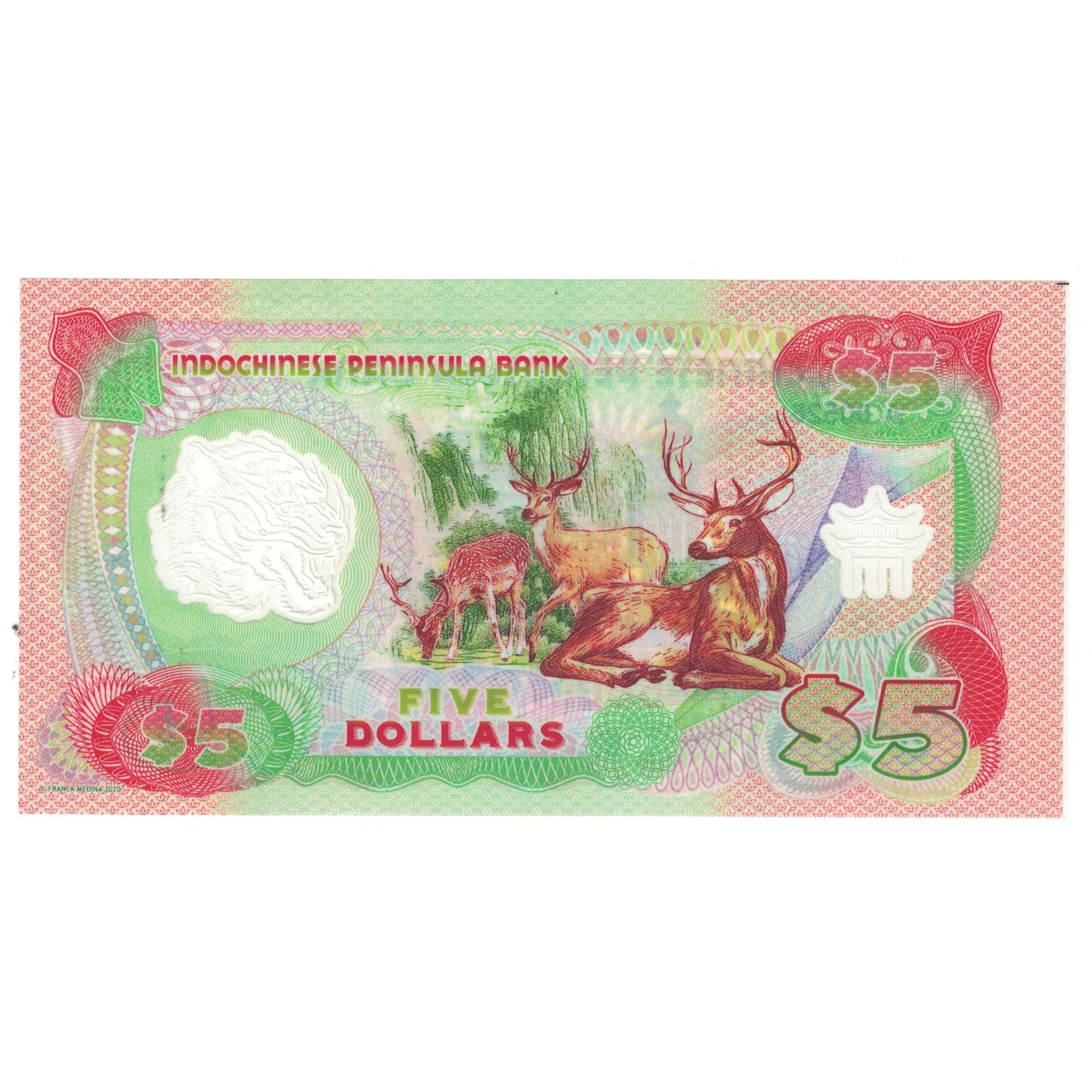 Biljet, Indochina, 5 Dollars, 2020, NIEUW