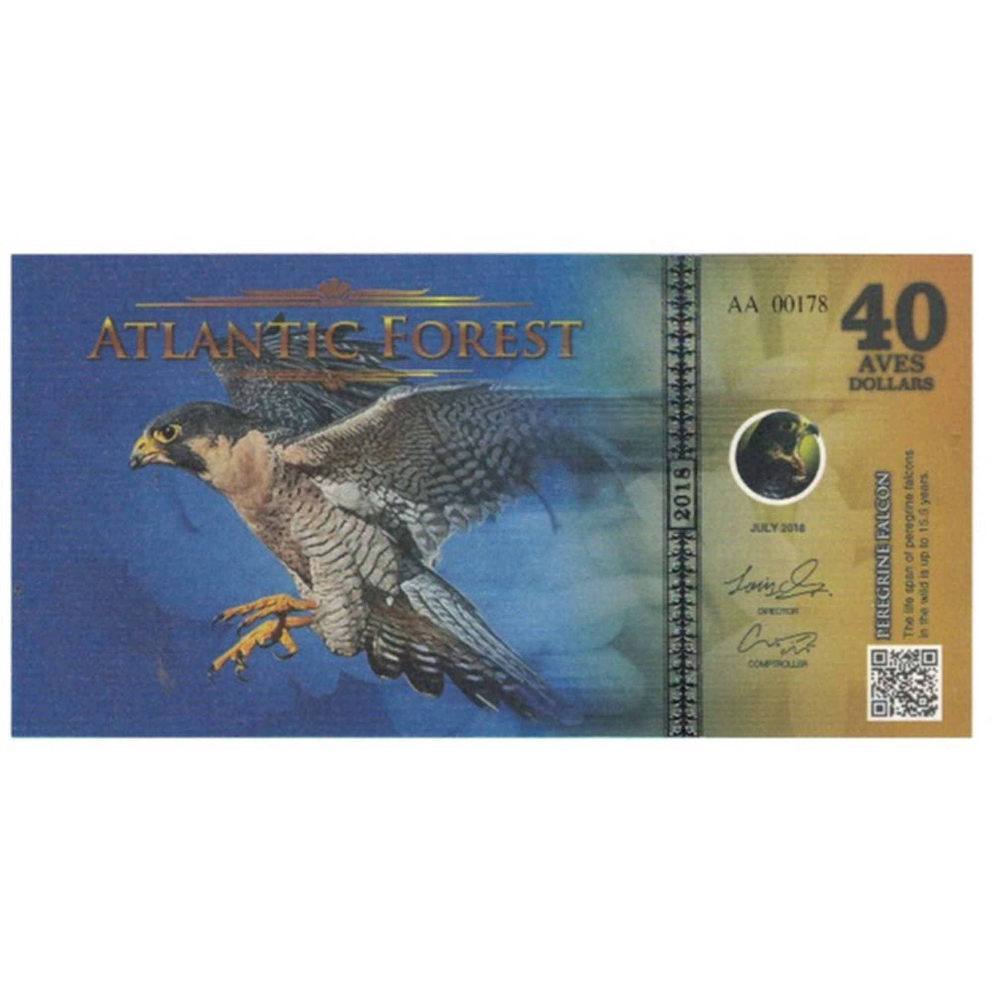 Banknote, Brazil, Dollar, 2018, 2018-07, ATLANTIC FOREST 40 DOLLARS, UNC(65-70)