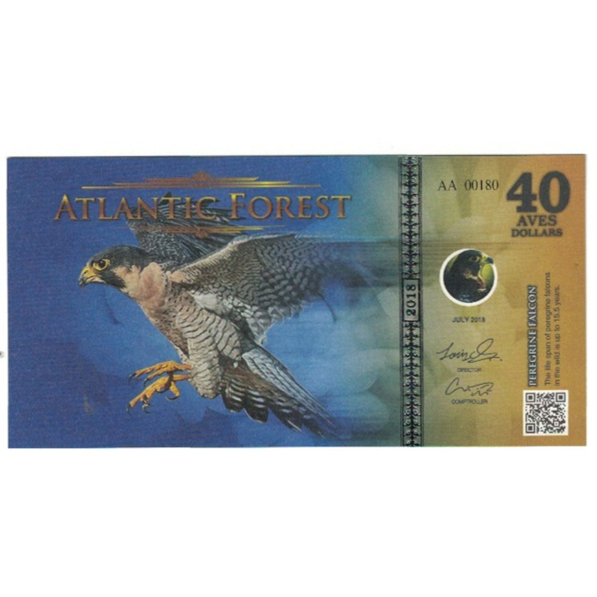 Banknote, Brazil, Dollar, 2018, 2018-07, ATLANTIC FOREST 40 DOLLARS, UNC(65-70)