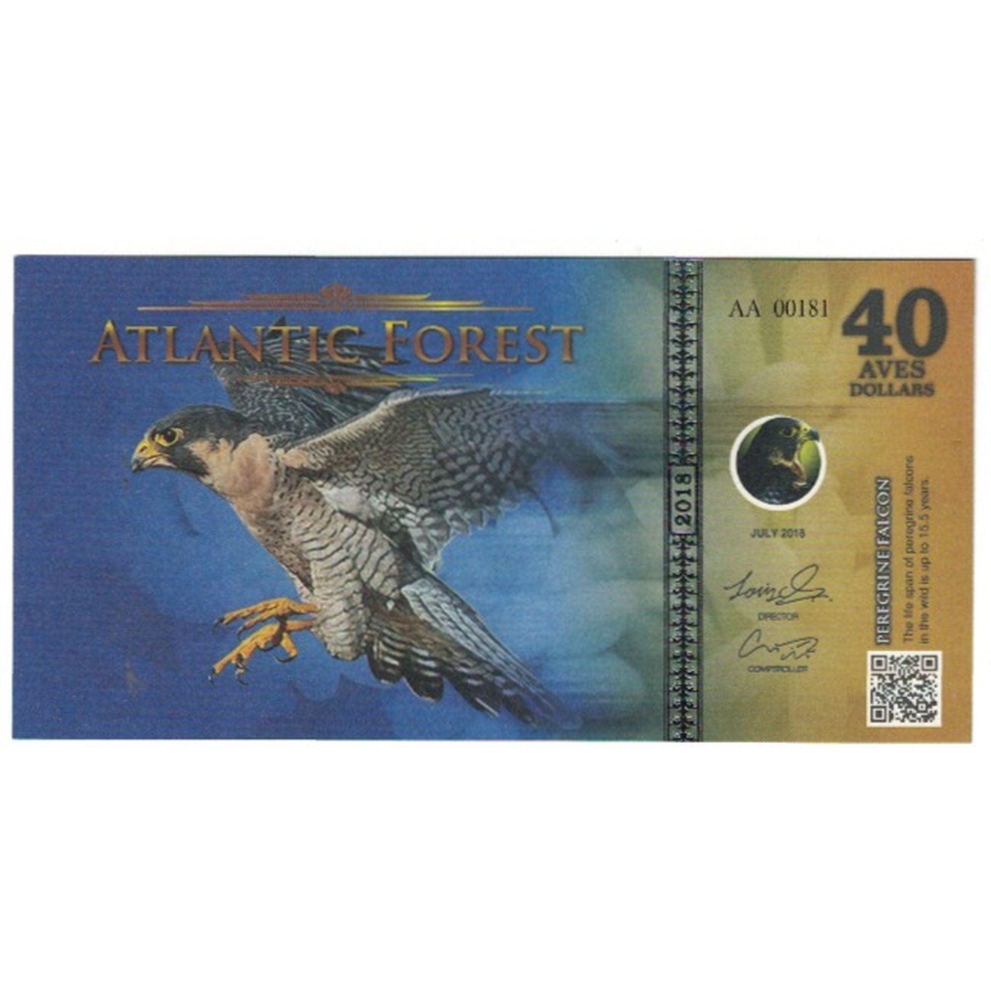 Banknote, Brazil, Dollar, 2018, 2018-07, ATLANTIC FOREST 40 DOLLARS, UNC(65-70)