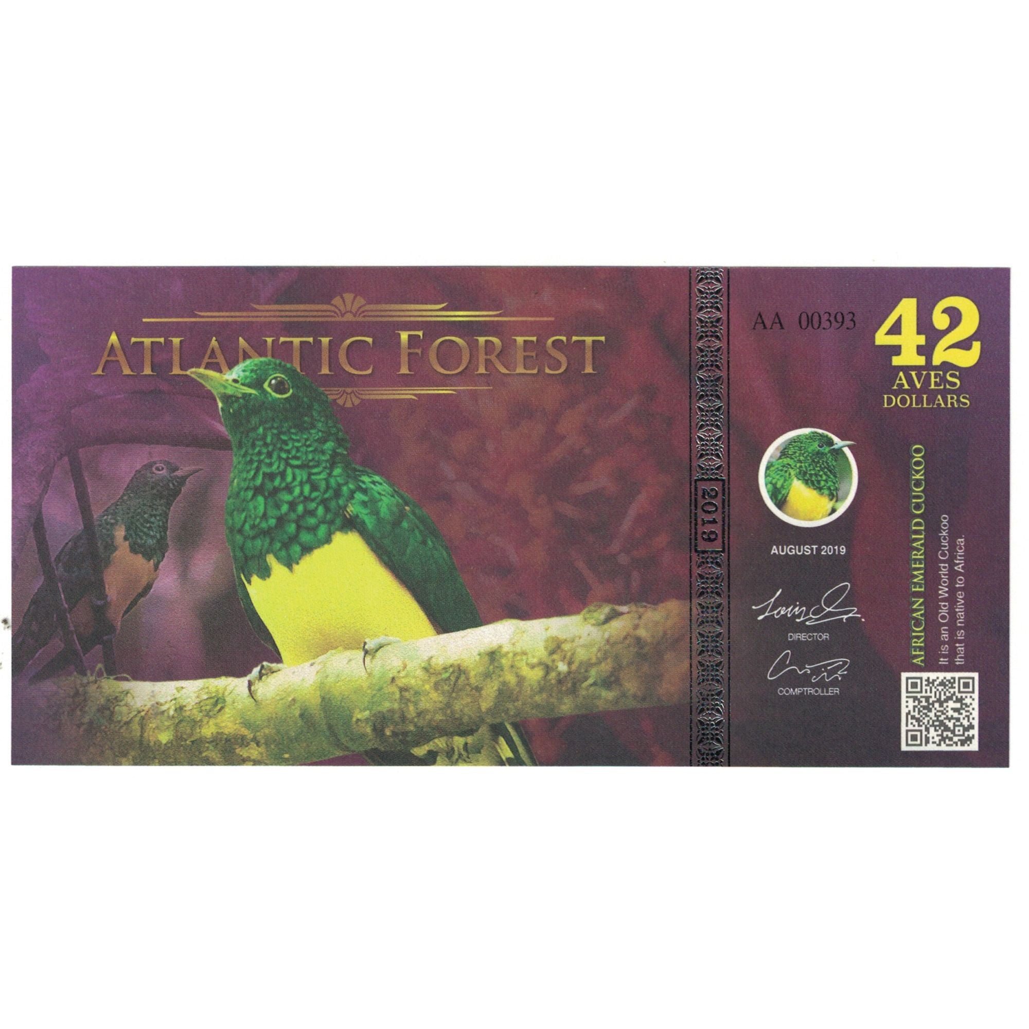 Banknote, Brazil, Dollar, 2019, 2019-08, ATLANTIC FOREST 42 DOLLARS, UNC(65-70)