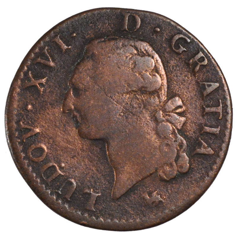 FRANCE, Sol ou sou, Sol, 1791, Paris, KM #578.1, VF(30-35), Copper, Gadoury...