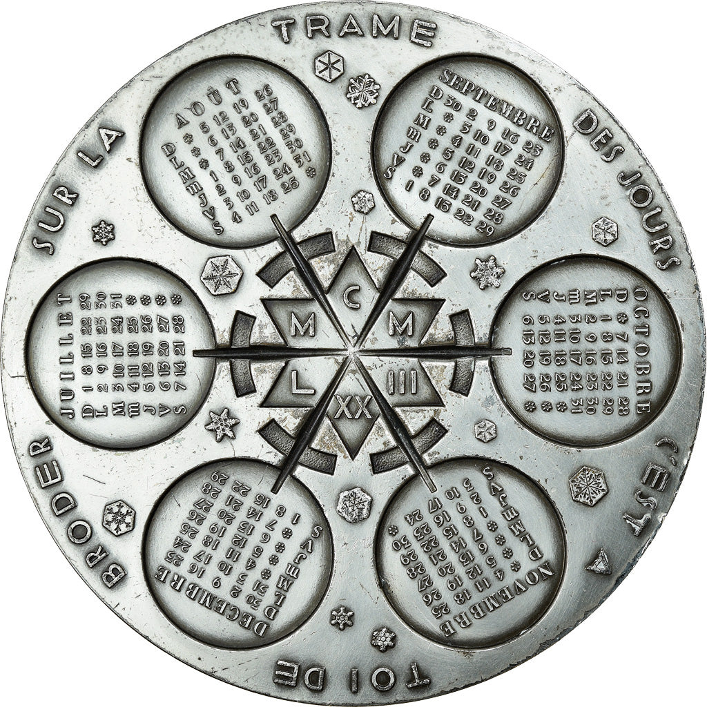 France, Médaille, Médaille Calendrier, 1973, TTB+, Silvered bronze