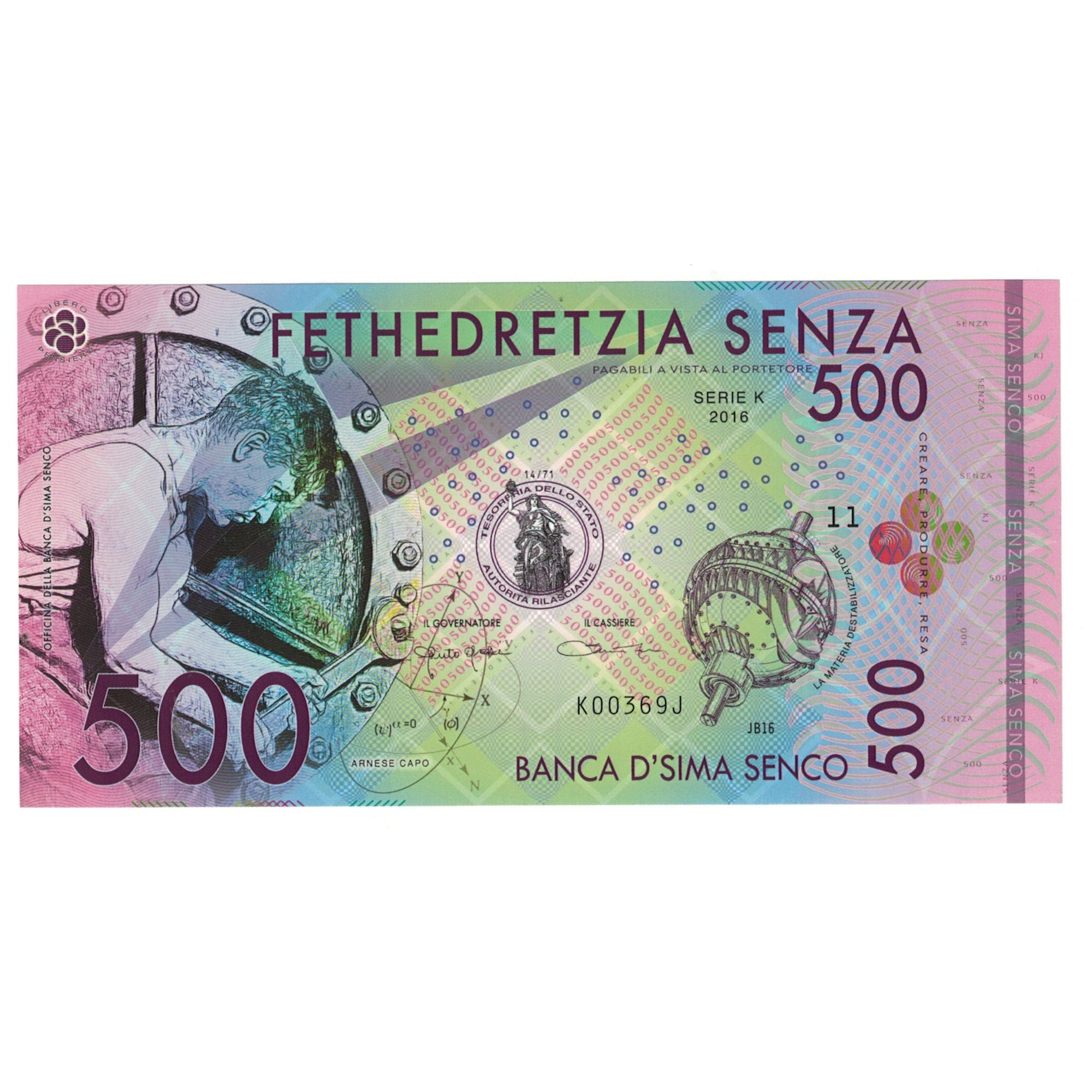 Banknote, Italy, Tourist Banknote, 2016, 500 SENZA, UNC(65-70)