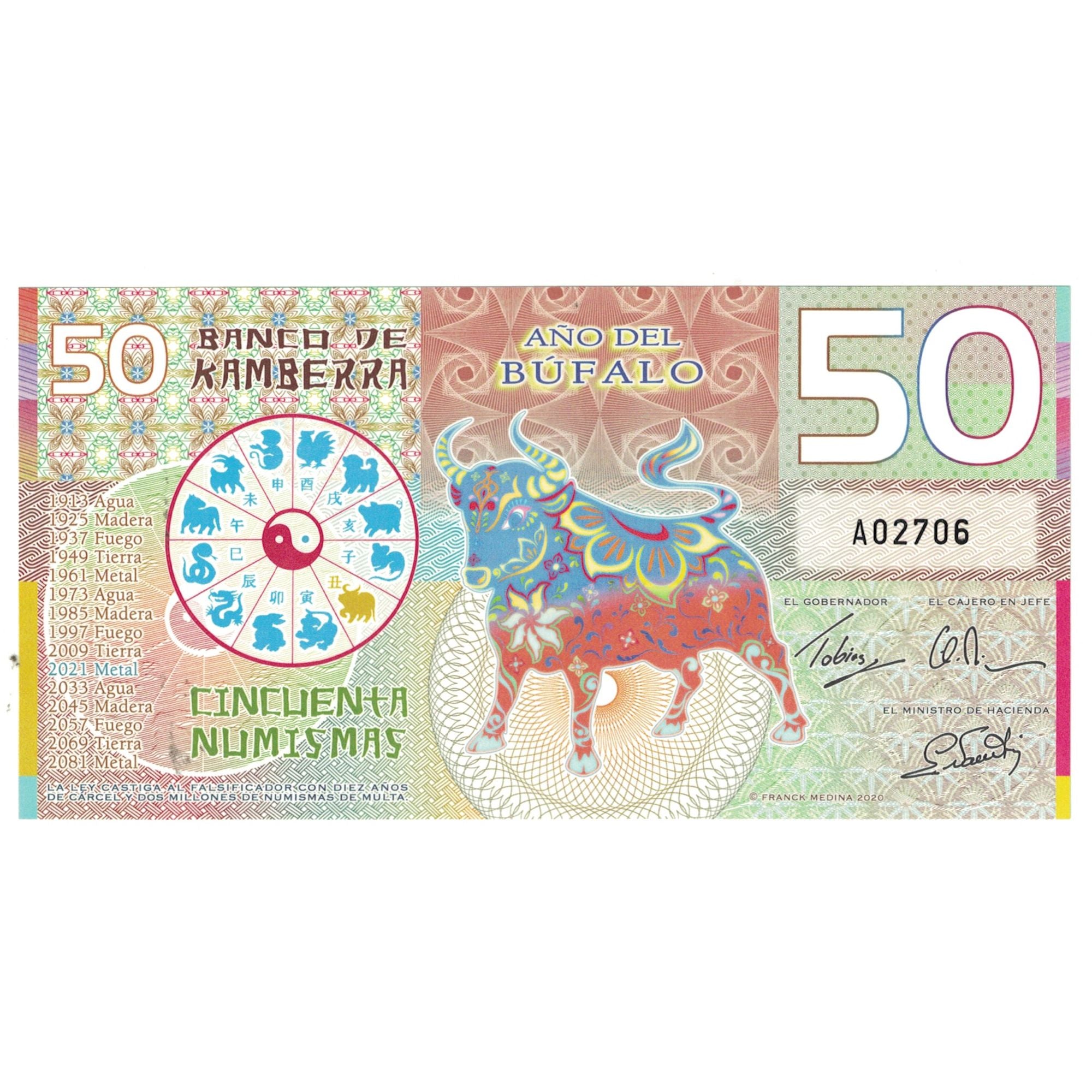 Banknote, Australia, 50 Dollars, 2021, ANNÉE  DU BUFFLE, UNC(65-70)