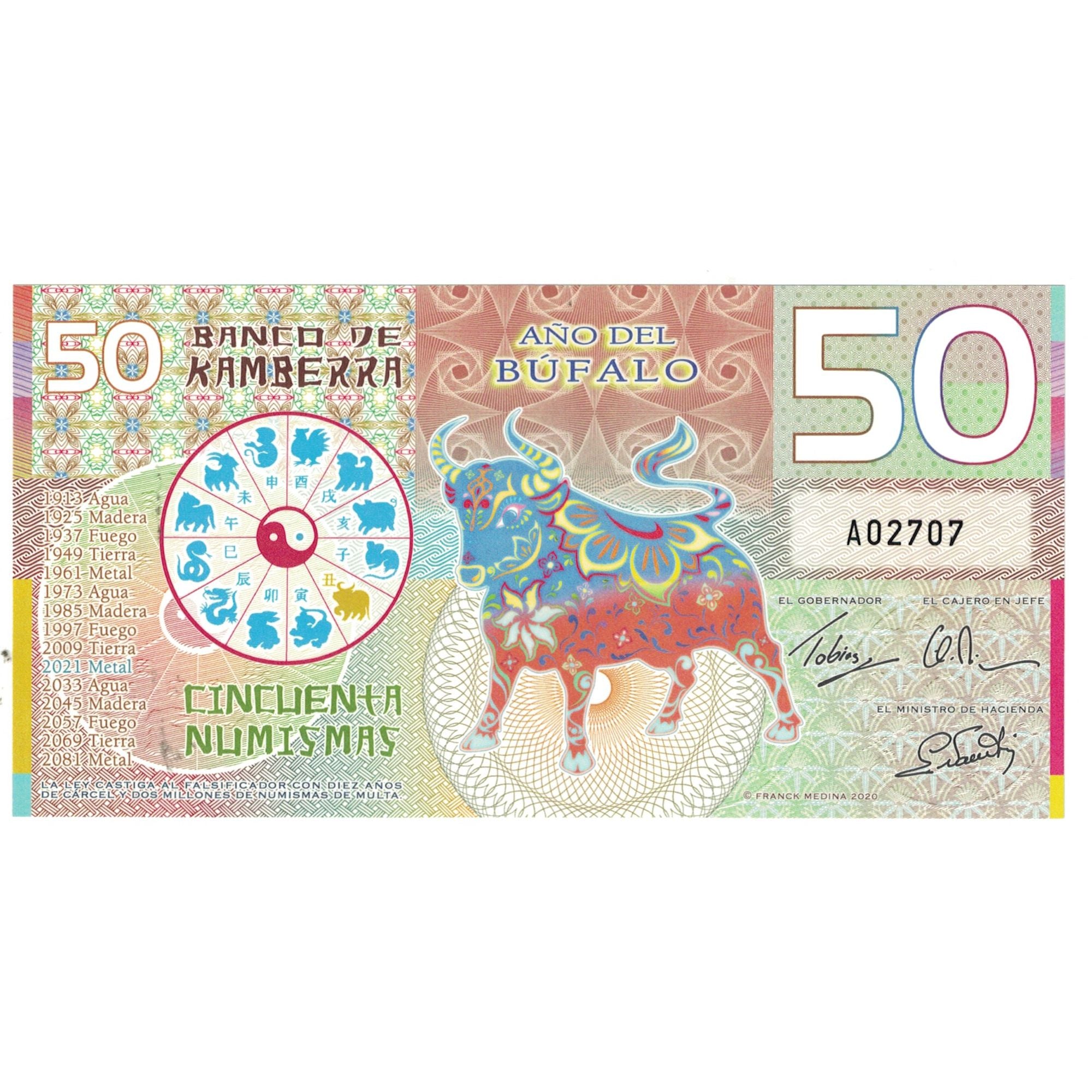 Banconote, Australia, 50 Dollars, 2021, ANNÉE  DU BUFFLE, FDS