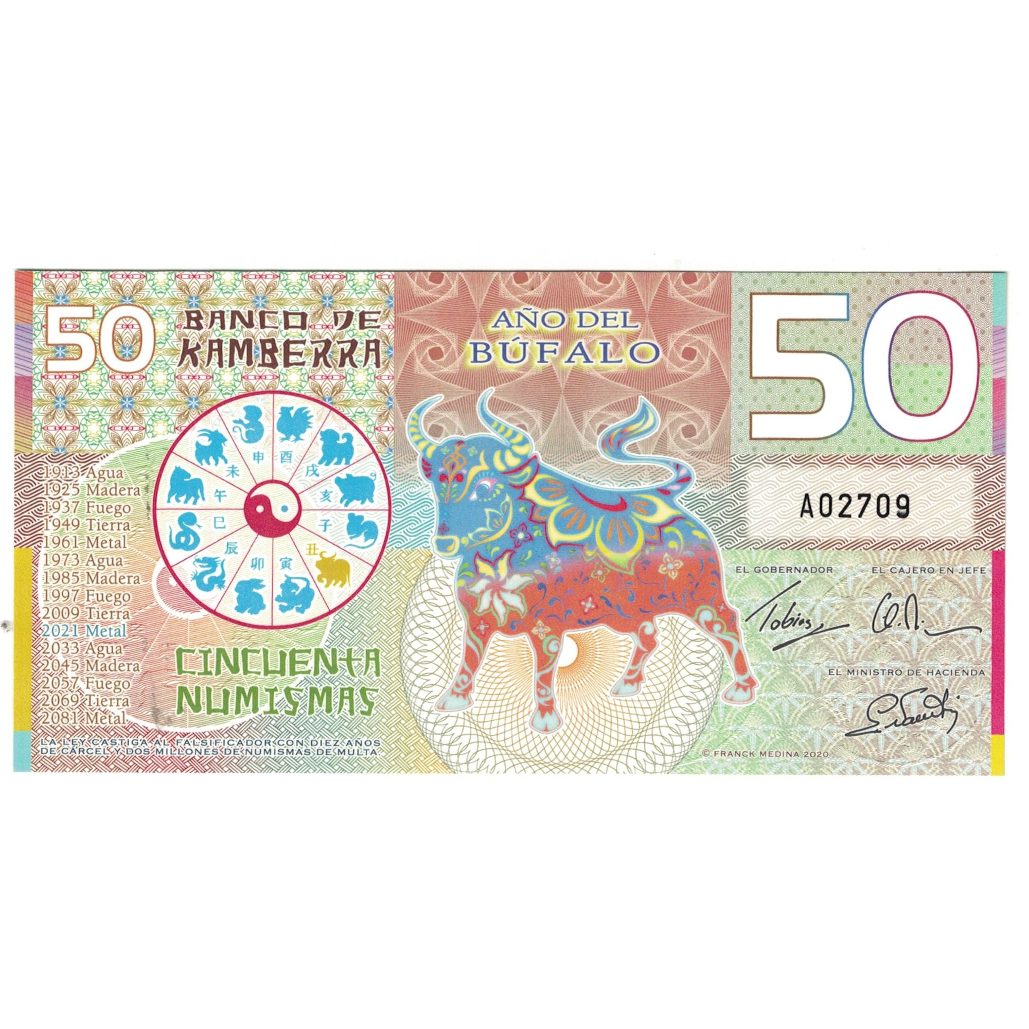 Banknote, Australia, 50 Dollars, 2021, ANNÉE  DU BUFFLE, UNC(65-70)