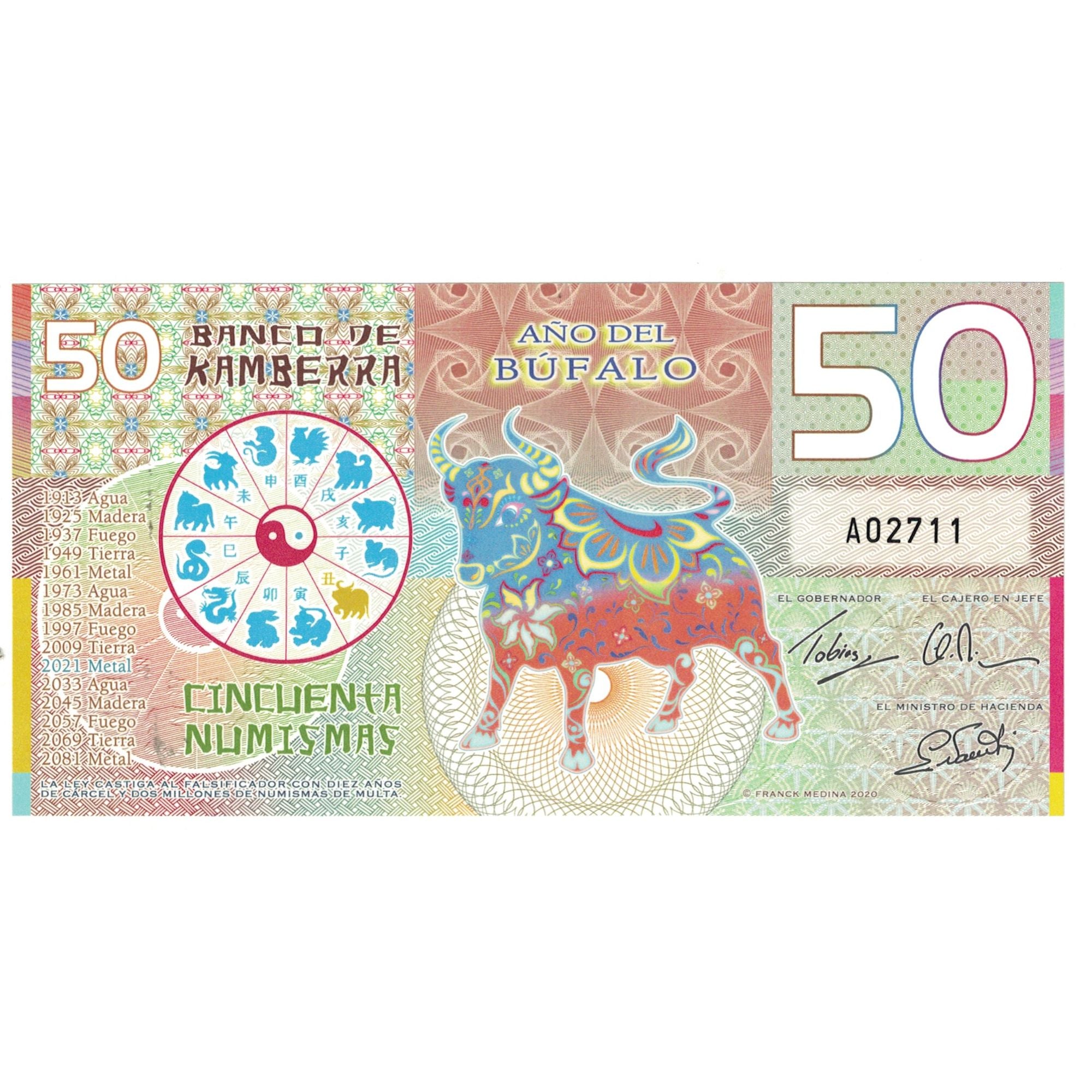 Billet, Australie, 50 Dollars, 2021, ANNÉE  DU BUFFLE, NEUF