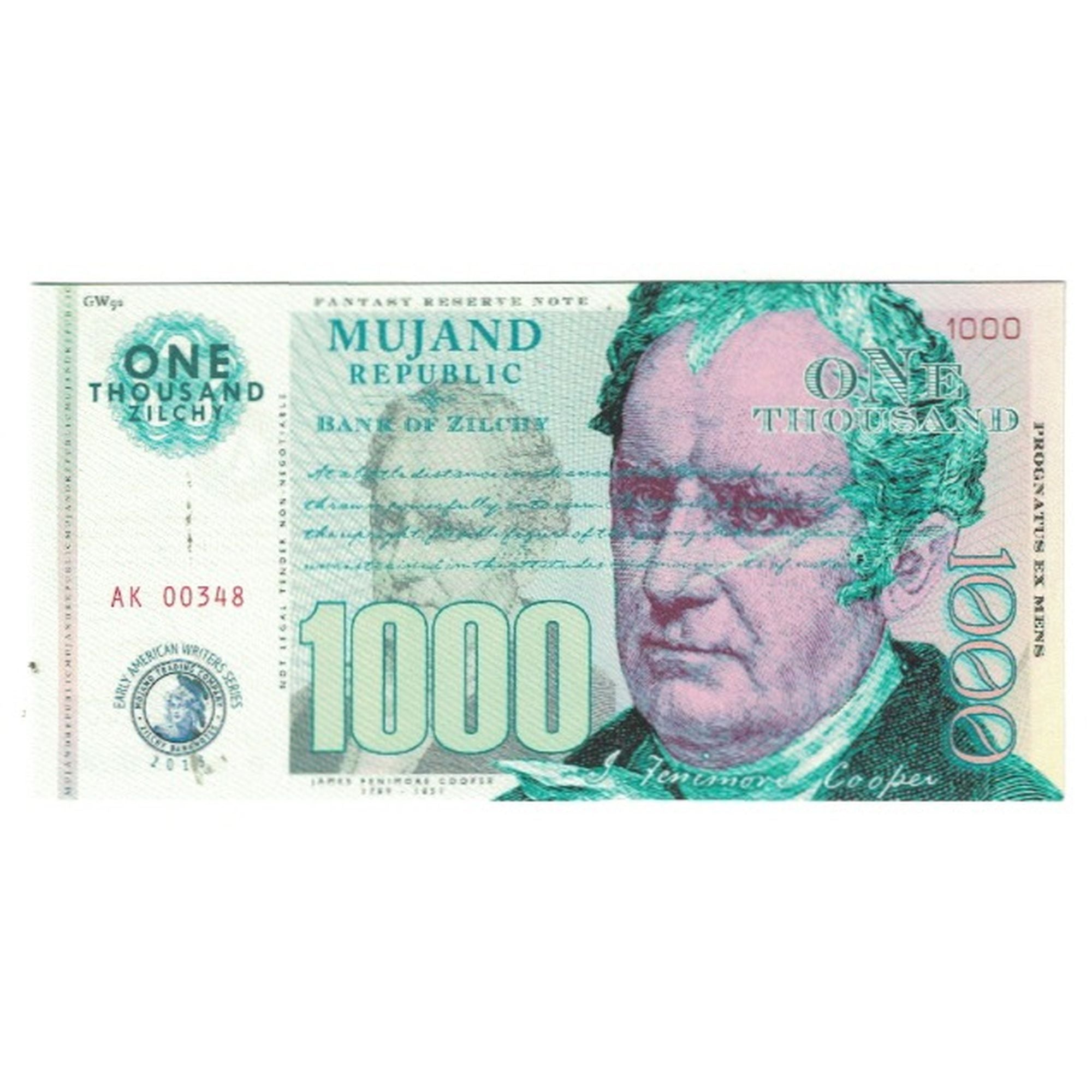 Banknote, Private proofs / unofficial, 2013, FANTASY BANKNOTE 1000 ZILCHY MUJAND