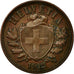 Coin, Switzerland, 2 Rappen, 1912, Bern, AU(50-53), Bronze, KM:4.2