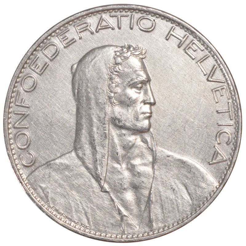 SWITZERLAND, 5 Francs, 1925, Bern, KM #38, AU(55-58), Silver, 37, 24.97