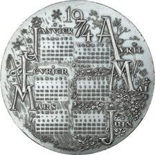 Frankreich, Medaille, Voeux, Nouvelle Année, Calendrier, 1974, Mauviel, VZ