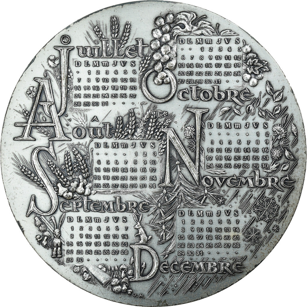 Frankreich, Medaille, Voeux, Nouvelle Année, Calendrier, 1974, Mauviel, VZ