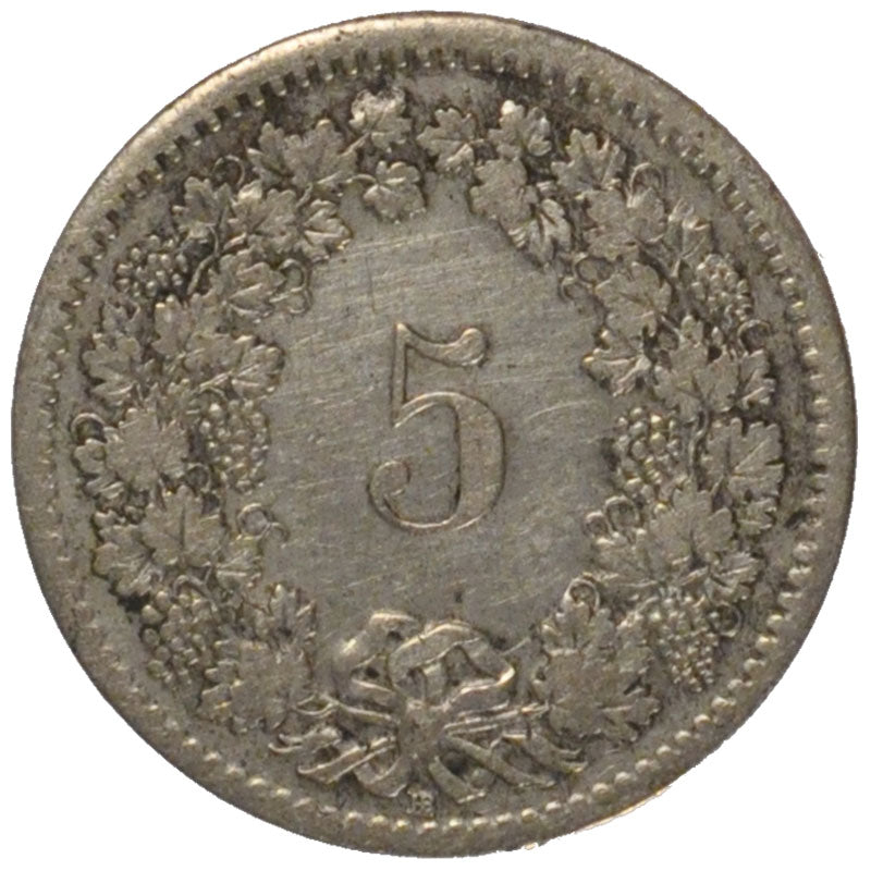 SWITZERLAND, 5 Rappen, 1850, Strasbourg, KM #5, EF(40-45), Billon, 1.69