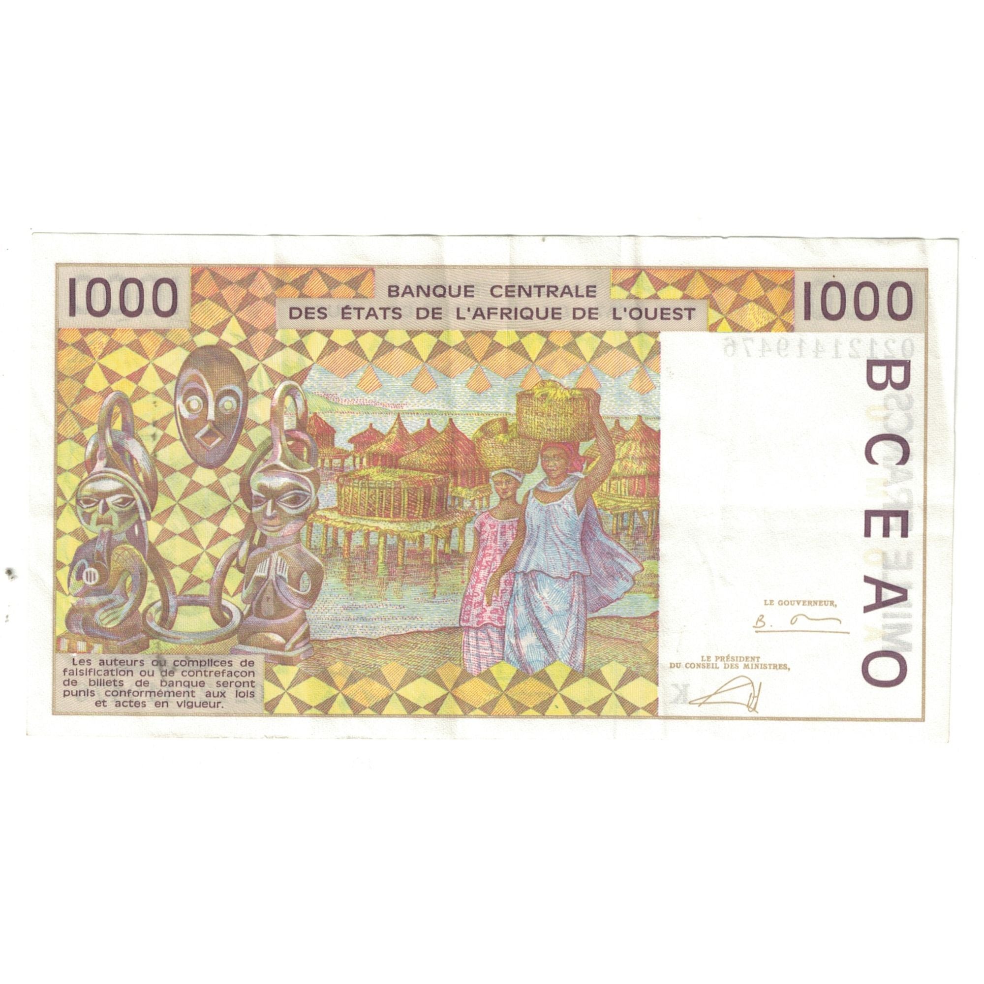 Banknote, West African States, 1000 Francs, KM:111Ai, EF(40-45)