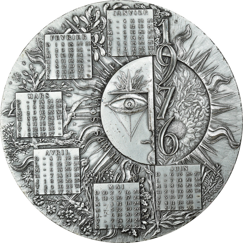 France, Medal, Calendrier, Nouvelle Année, Astrologie, 1976, Lecuyer