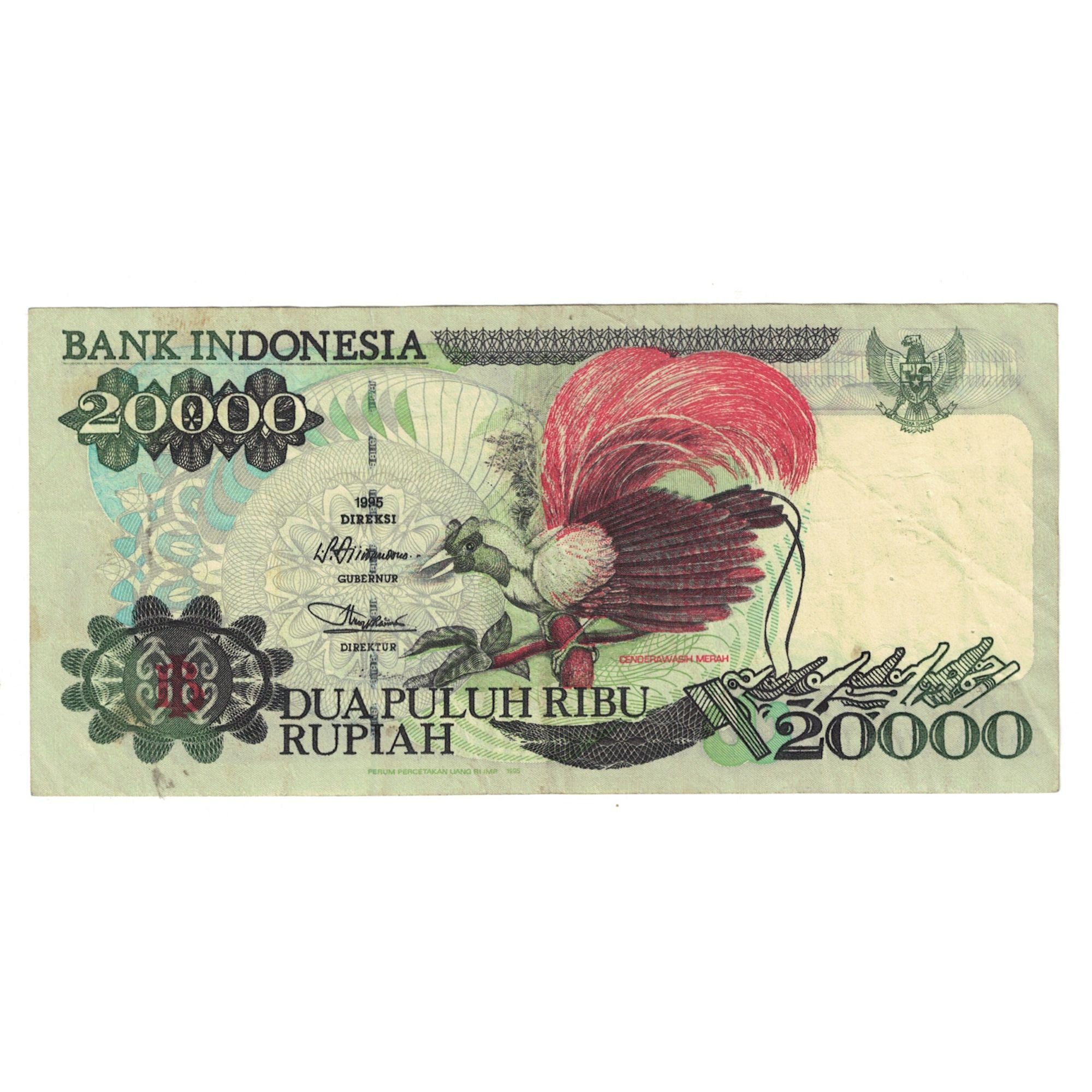 Billete, 20,000 Rupiah, 1995, Indonesia, KM:132a, BC+