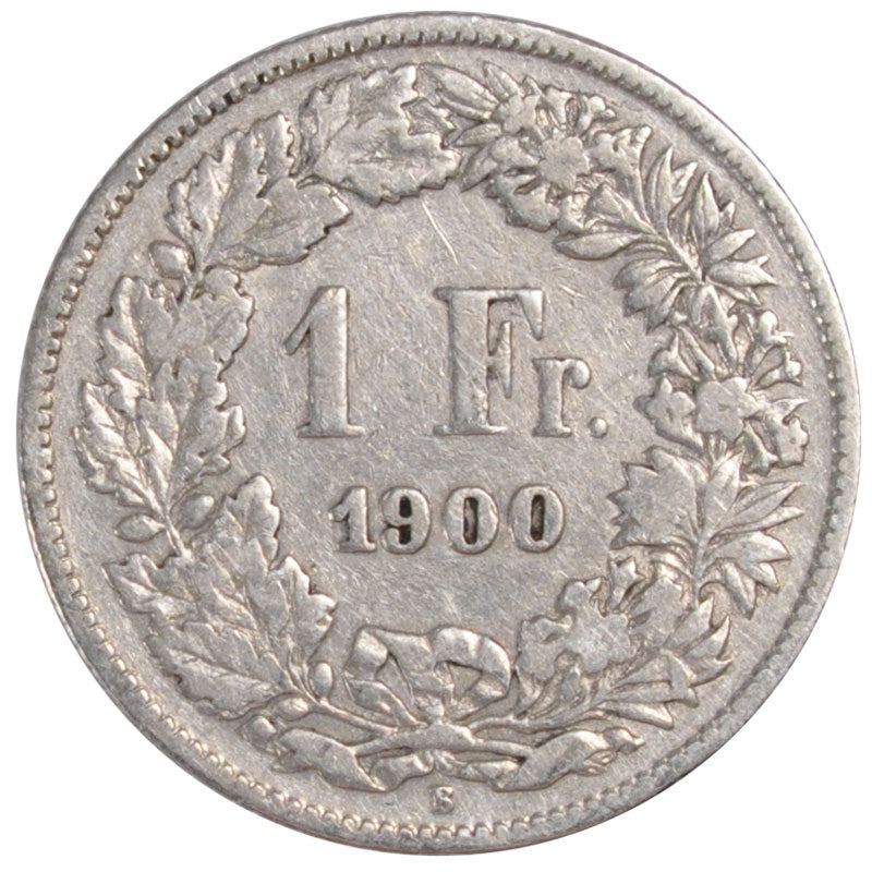 SWITZERLAND, Franc, 1900, Bern, KM #24, VF(30-35), Silver, 23.2, 4.86
