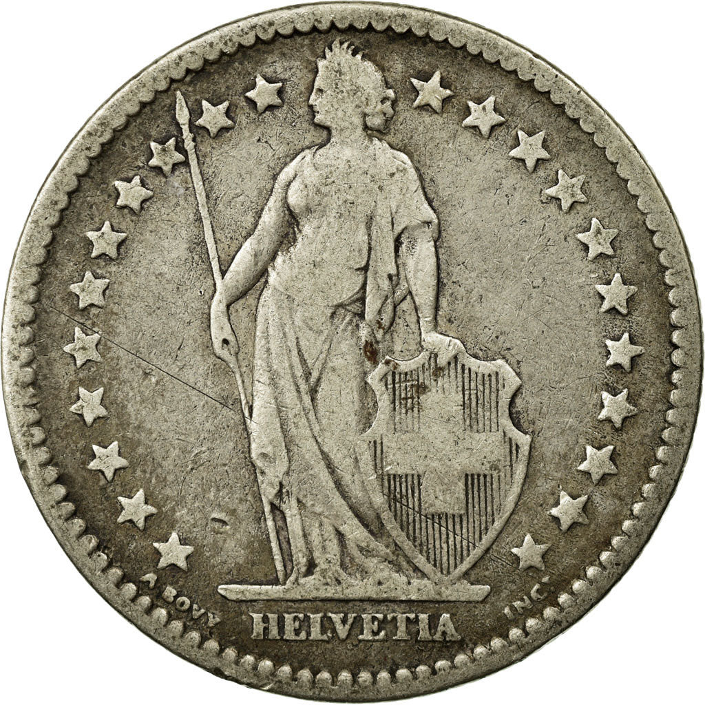 Coin, Switzerland, 2 Francs, 1878, Bern, EF(40-45), Silver, KM:21
