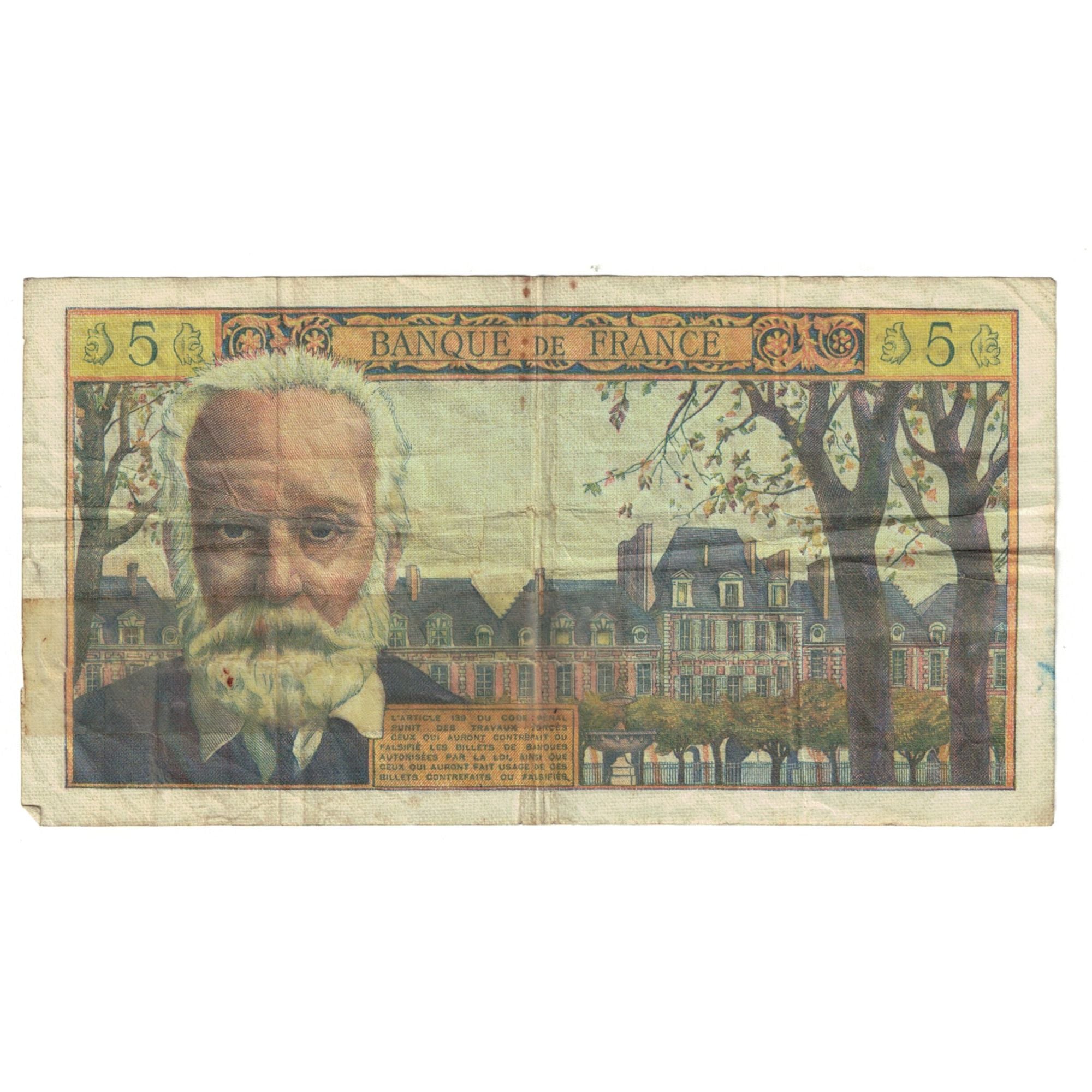 France, 5 Nouveaux Francs, Victor Hugo, 1959, K.28 82438, B+, Fayette:56.4