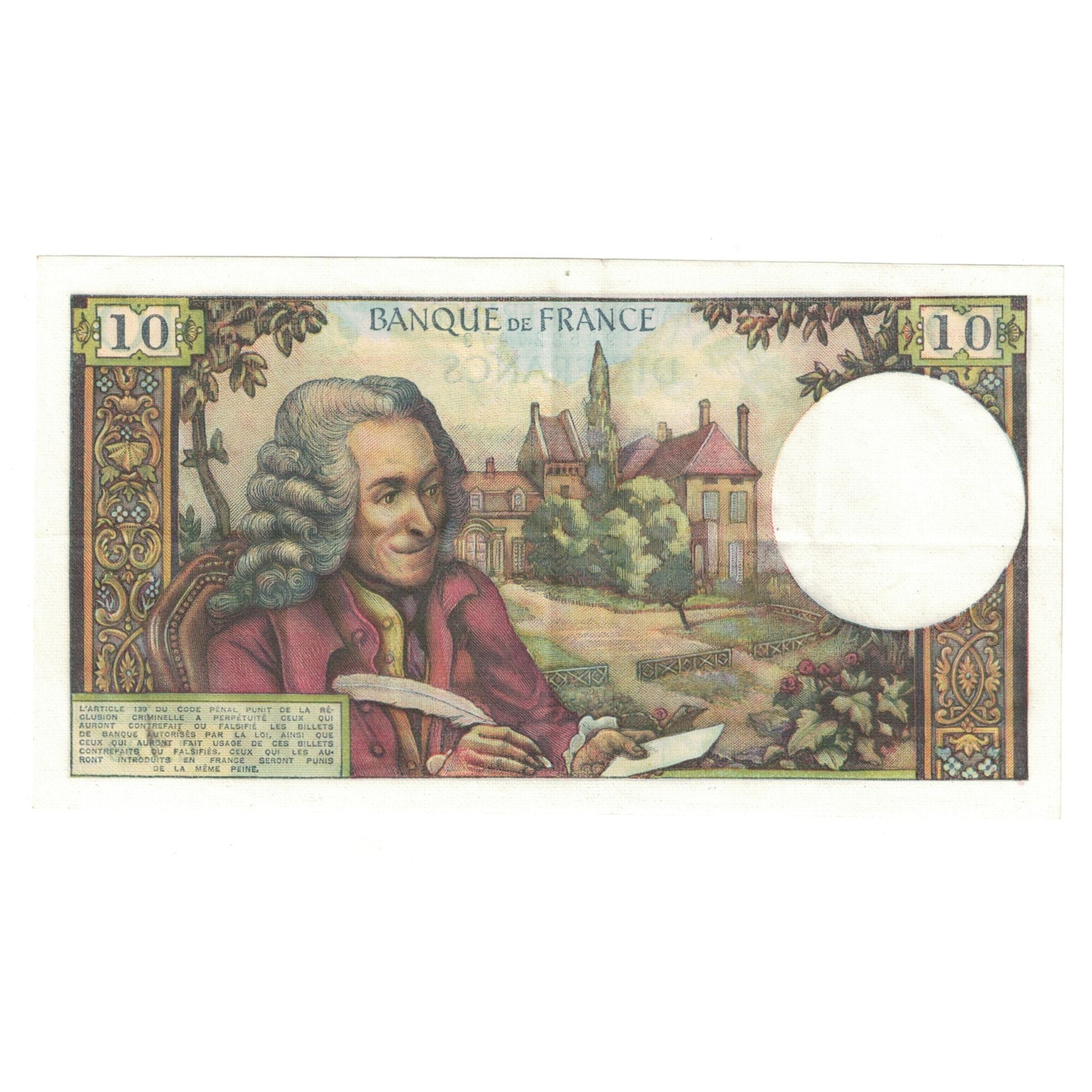 France, 10 Francs, Voltaire, 1972, C.799 27973, AU(55-58), Fayette:62.58
