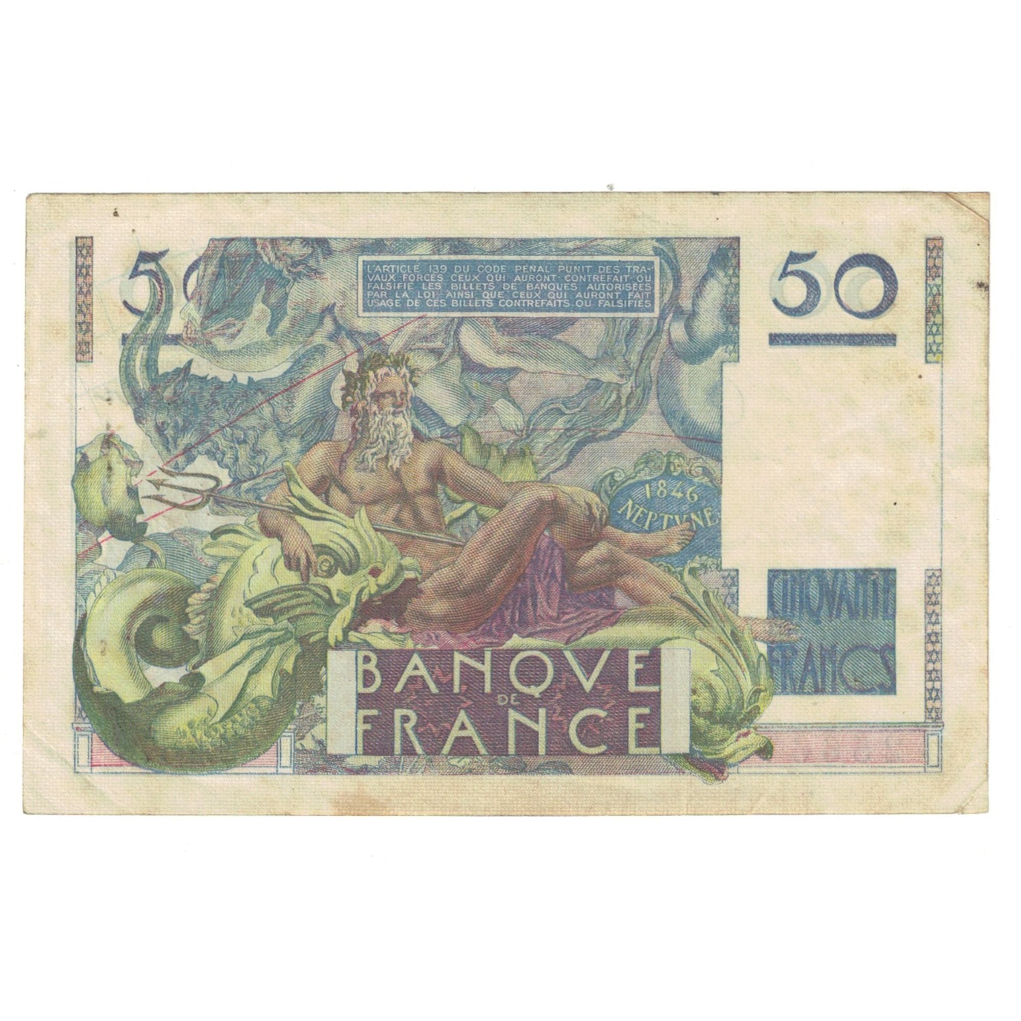 França, 50 Francs, Le Verrier, 1950, U.157 25667, EF(40-45), Fayette:20.16
