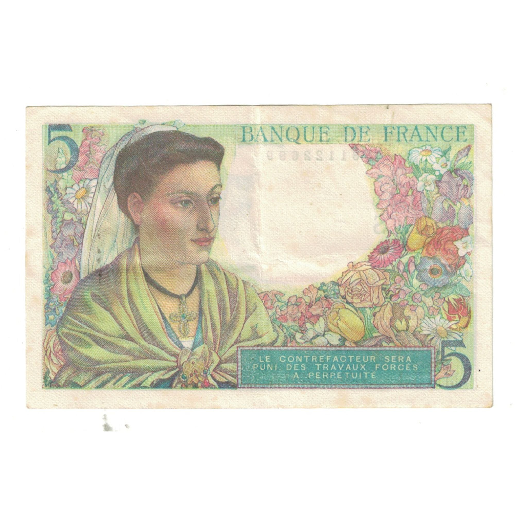 France, 5 Francs, Berger, 1947, M.153, AU(55-58), Fayette:5.7, KM:98b