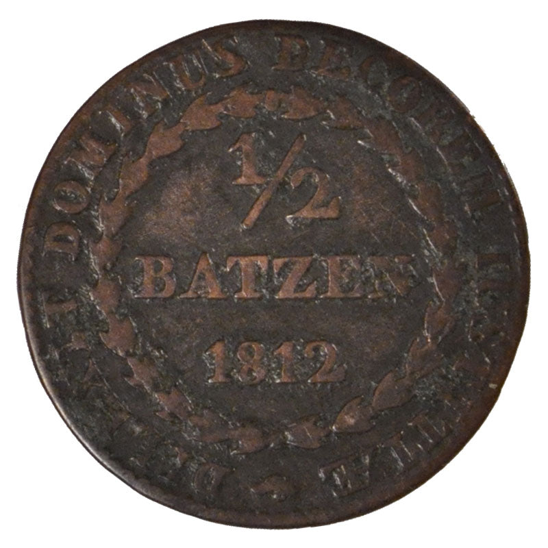 Switzerland, 1/2 Batzen, 1812, KM #51, VF(30-35), Billon, 1.85