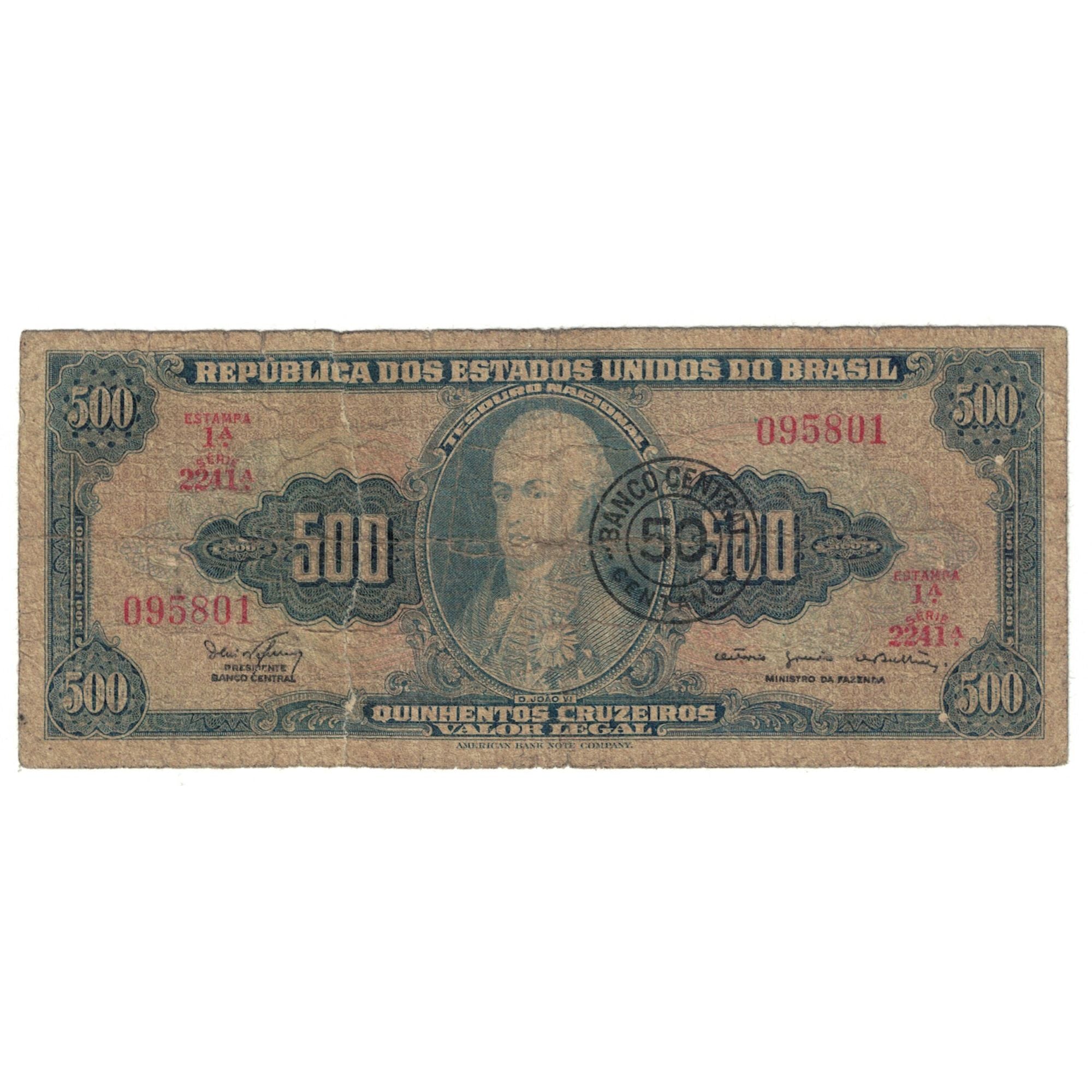 Banknote, Brazil, 50 Centavos on 500 Cruzeiros, 1962, Undated (1962), KM:186a