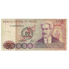 Banknote, Brazil, 50 Cruzados on 50,000 Cruzeiros, KM:207, VF(20-25)