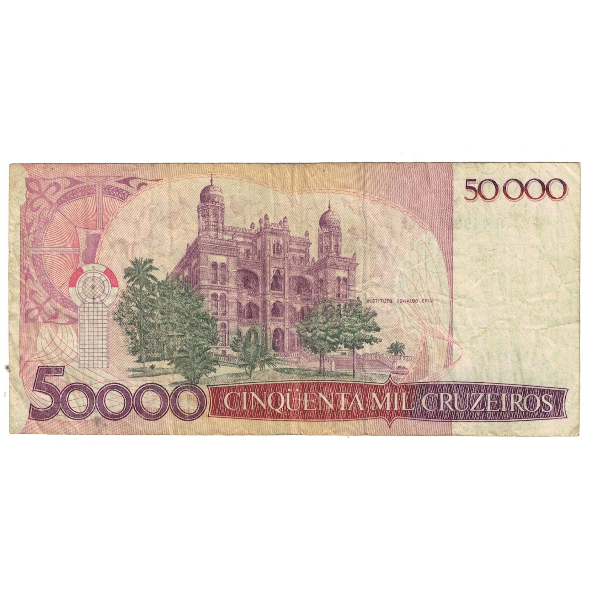 Banknote, Brazil, 50 Cruzados on 50,000 Cruzeiros, KM:207, VF(20-25)