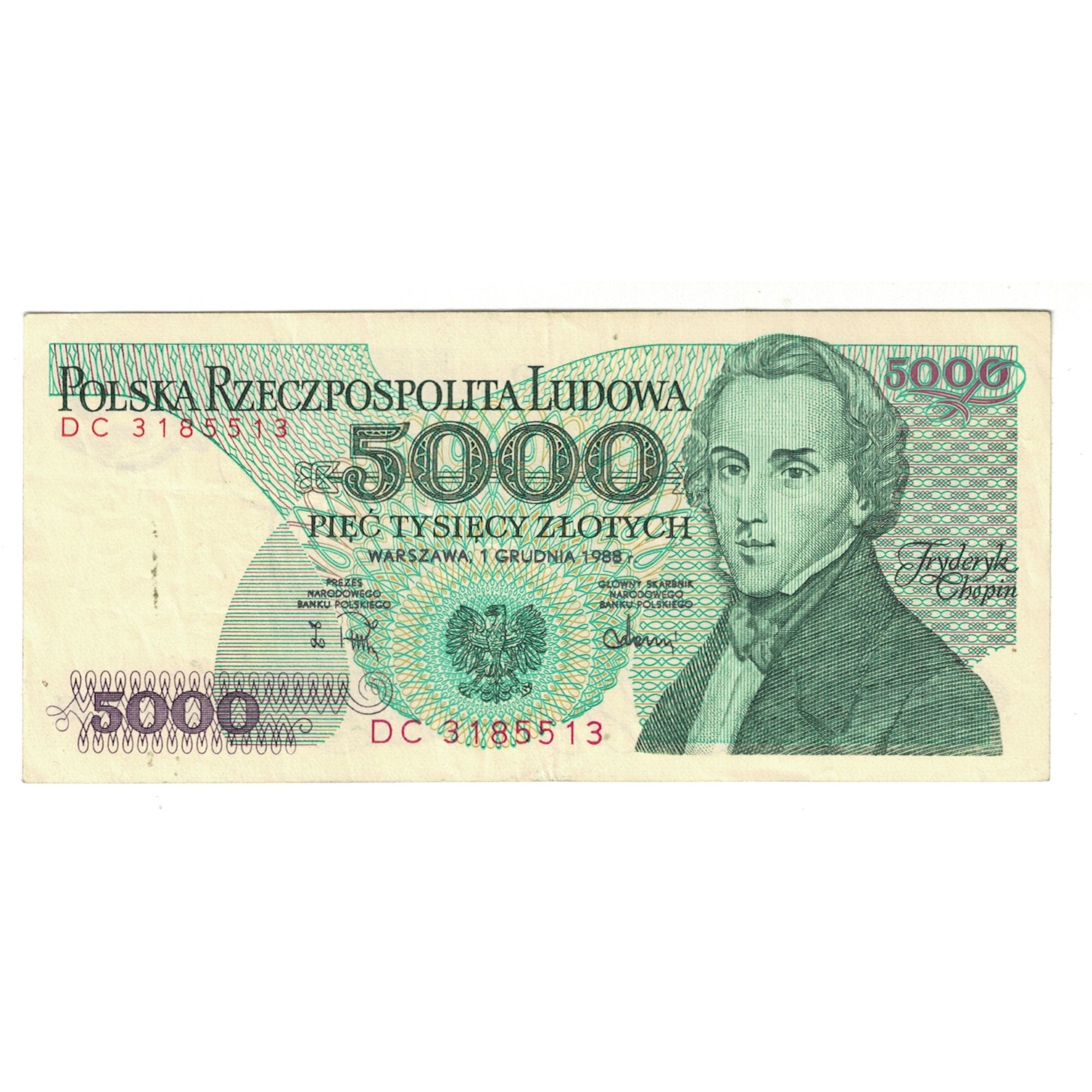 Banknote, Poland, 5000 Zlotych, 1988, 1988-12-01, KM:150c, AU(55-58)