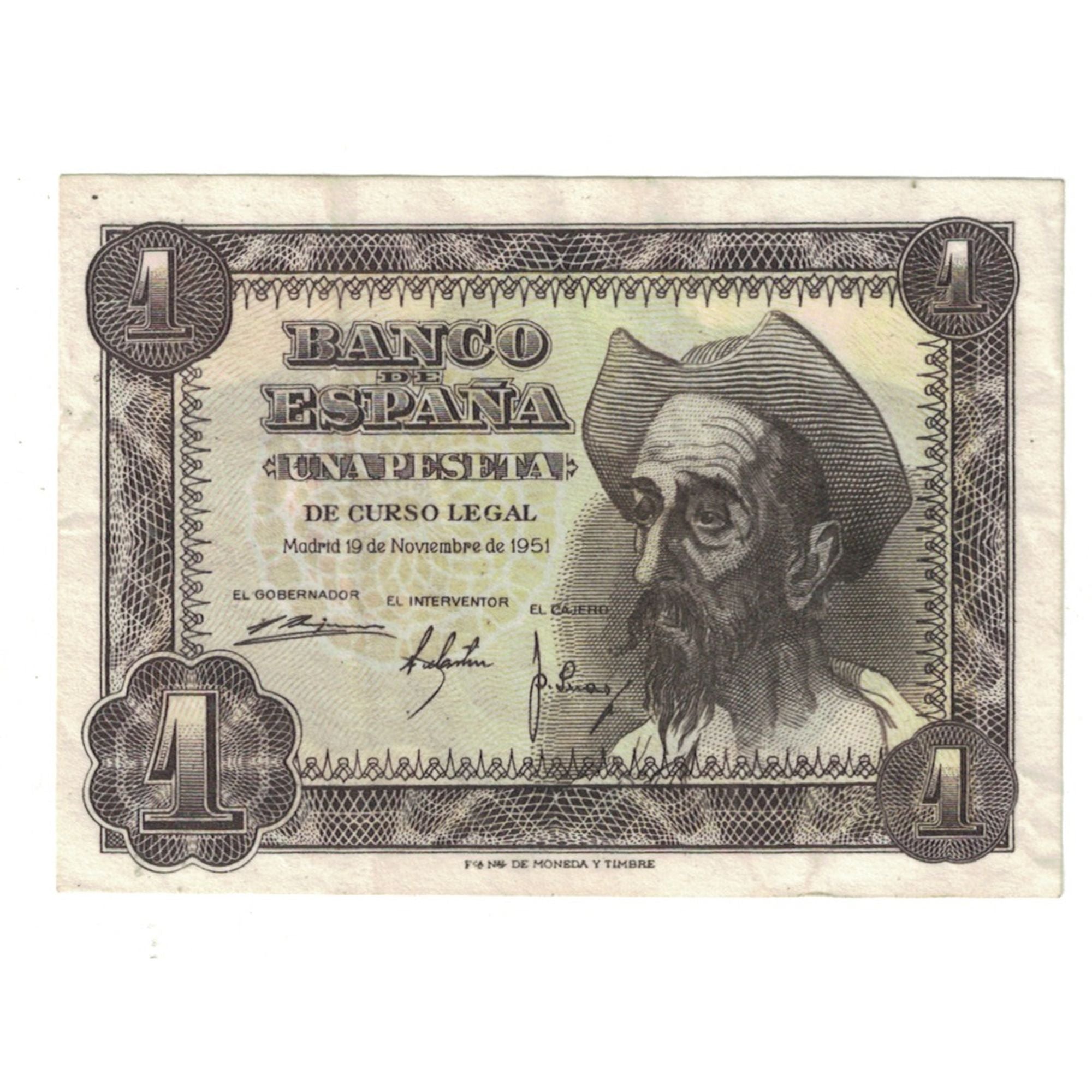 Banknote, Spain, 1 Peseta, 1951, 1951-11-19, KM:139a, AU(55-58)