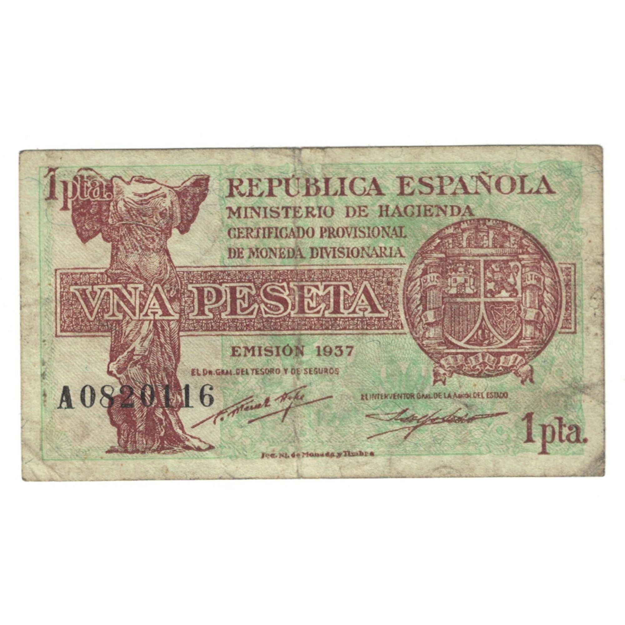 Banknote, Spain, 1 Peseta, 1937, KM:94, VF(20-25)