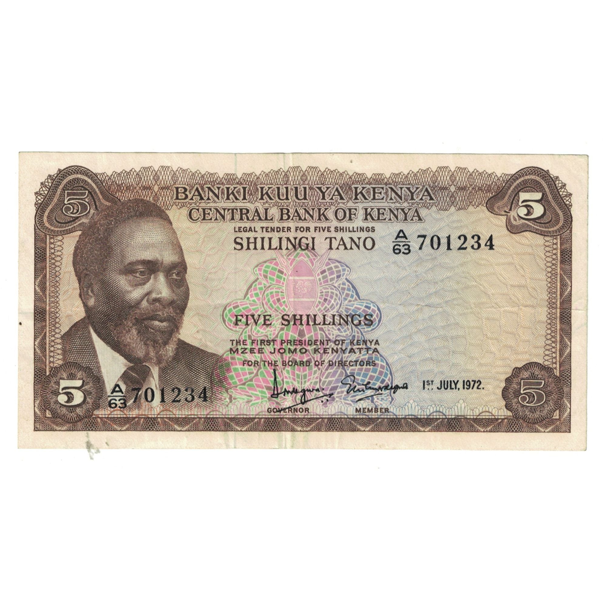 Banknote, Kenya, 5 Shillings, 1972, 1972-07-01, KM:6c, EF(40-45)