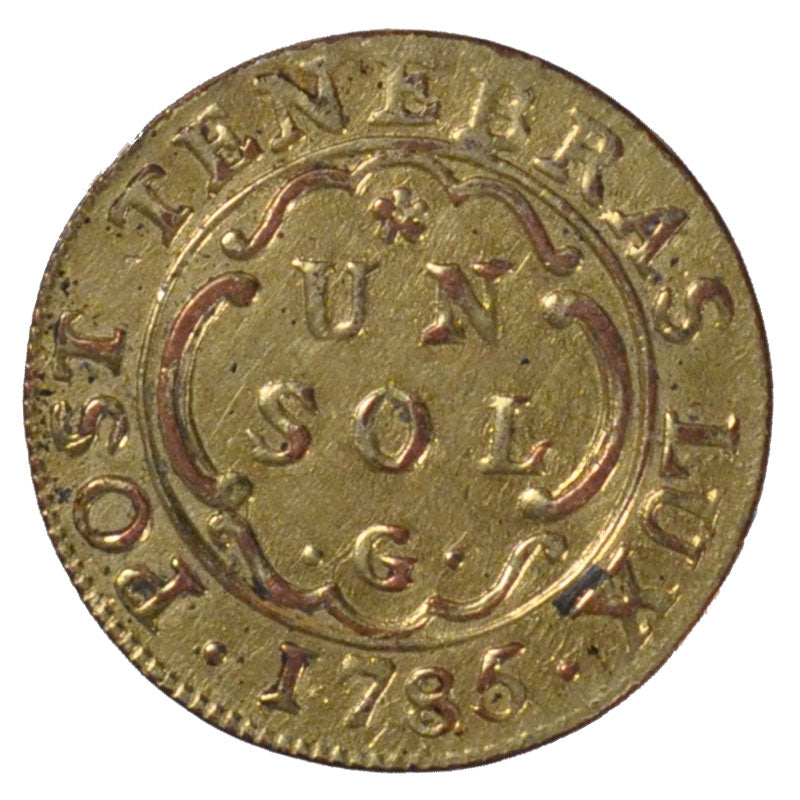 Switzerland, Sol, 1785, Genève, KM #87, AU(50-53), Billon, 1.04
