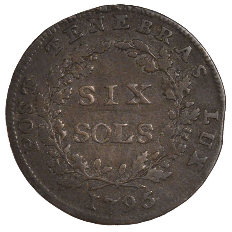 SWISS CANTONS, 6 Sols, 1795, Genève, KM #109a, VF(30-35), Copper, 2.54