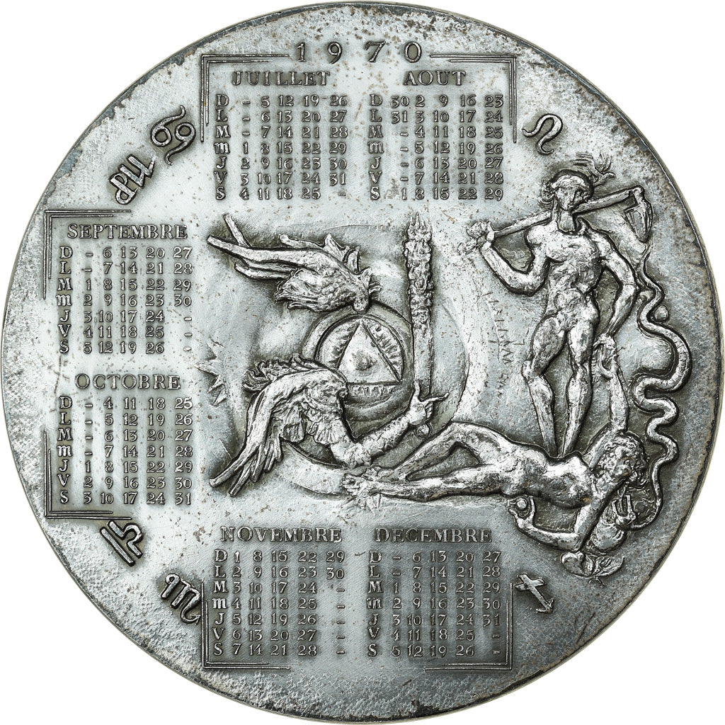 Frankreich, Medaille, Calendrier, Nouvelle Année, Adam et Eve, 1970, Anastase