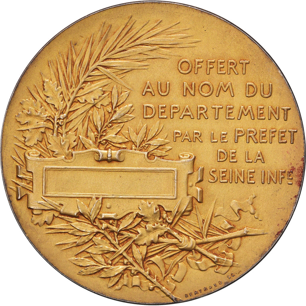 França, medalha, Marianne, Préfet de la Seine Inférieure, O.Roty, AU(50-53)
