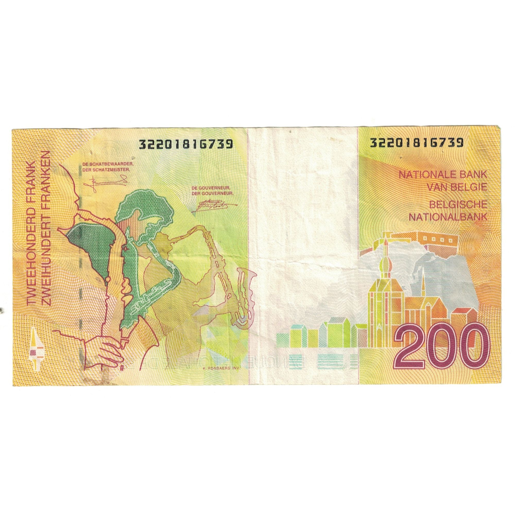 Banconote, Belgio, 200 Francs, KM:148, BB