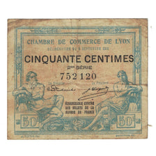 Francia, Lyon, 50 Centimes, 1915, Chambre de Commerce, MB, Pirot:77-3