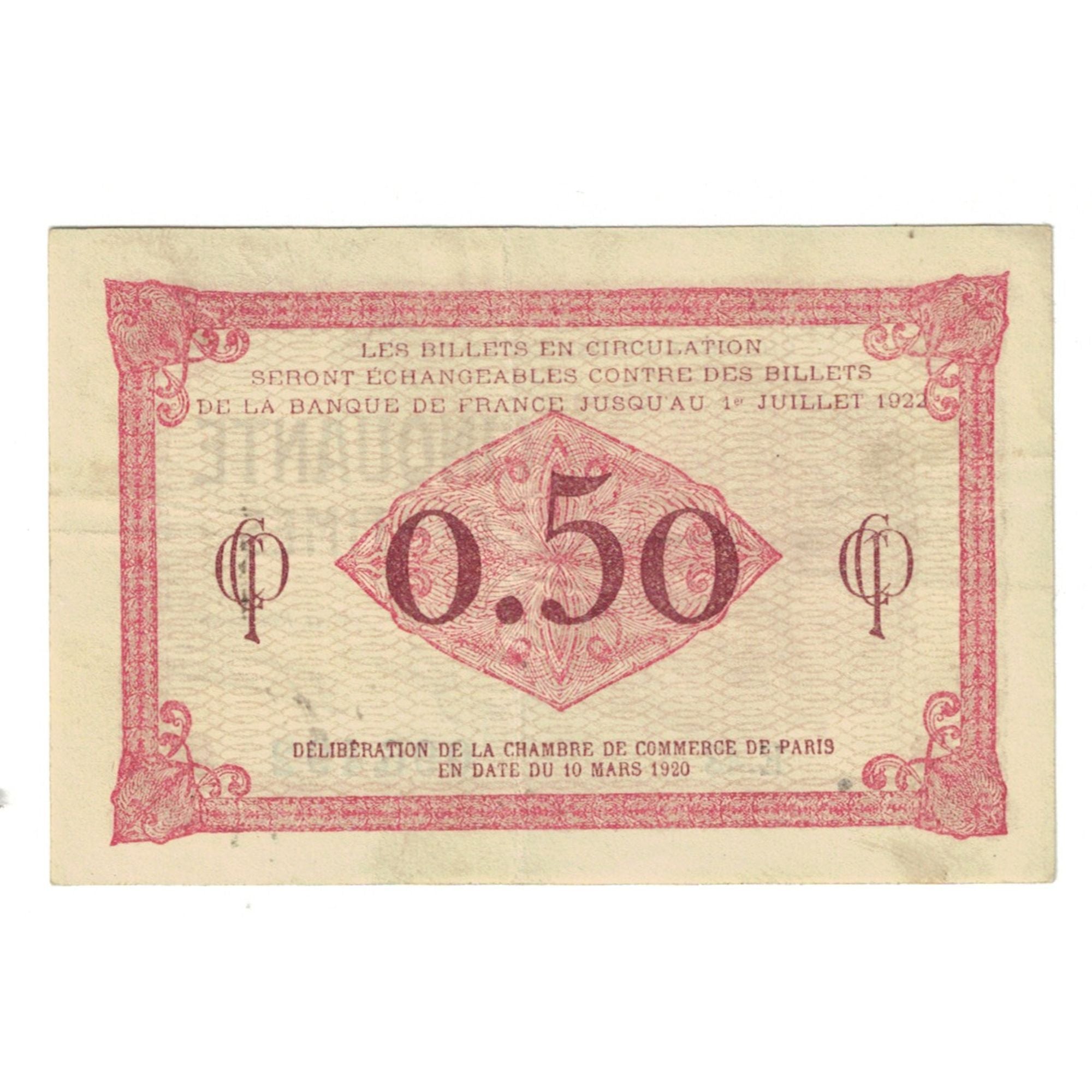 France, 50 Centimes, Other, 1920, E.48, PARIS, EF(40-45)
