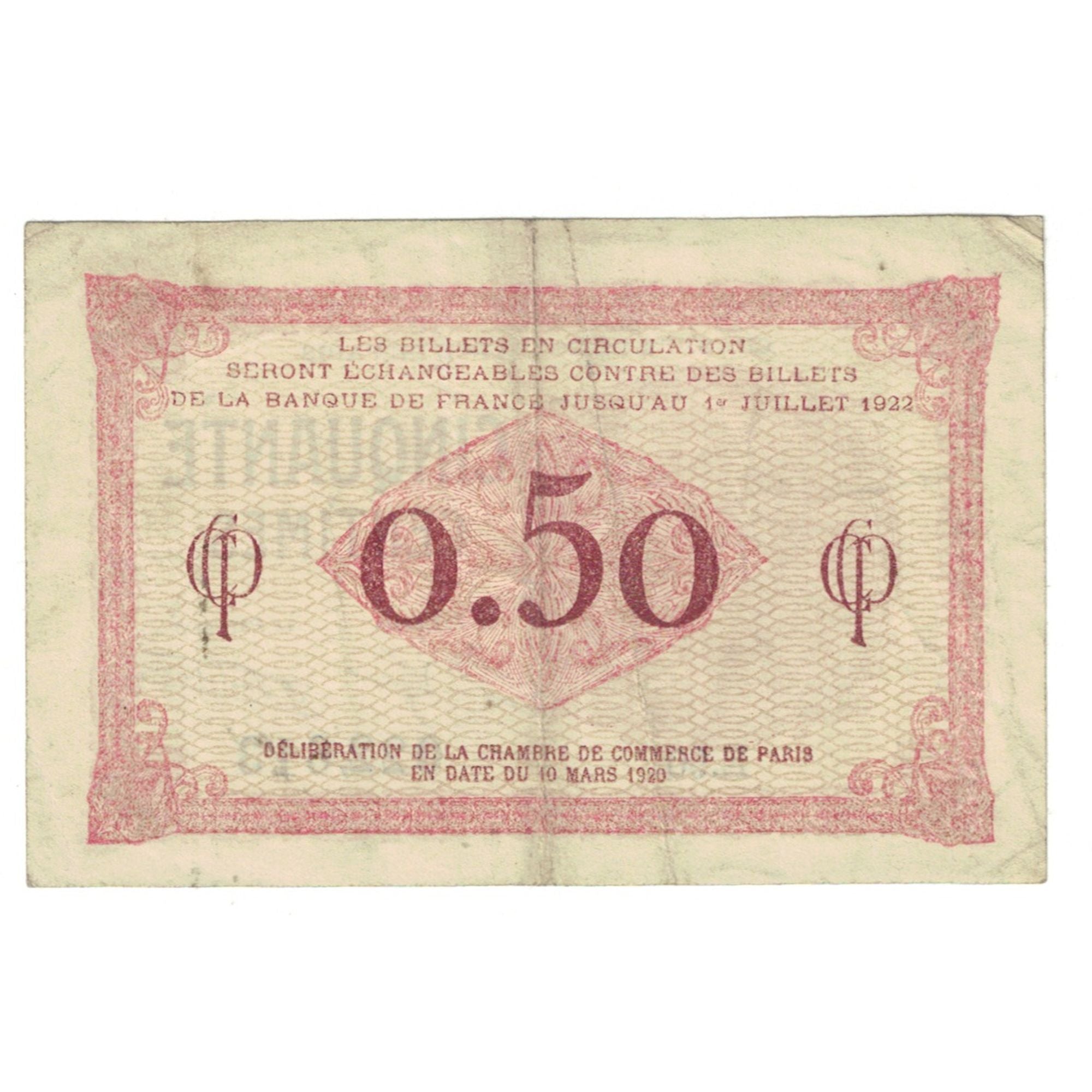 France, 50 Centimes, Other, 1920, E.90, PARIS, EF(40-45)