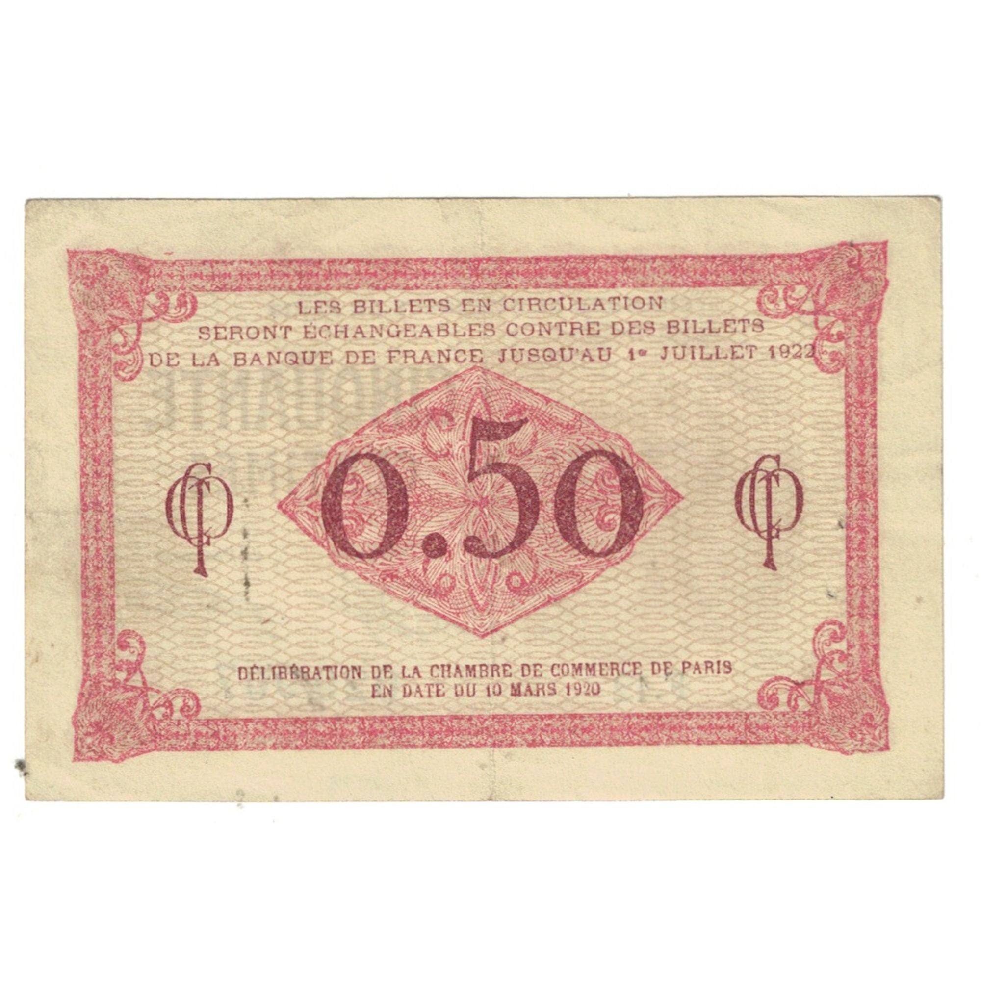 France, 50 Centimes, Other, 1920, F.12, PARIS, EF(40-45)