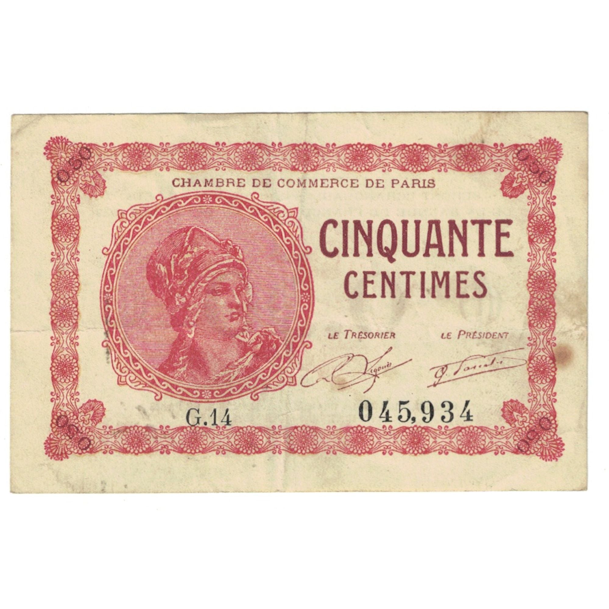 France, 50 Centimes, Other, 1920, G.14, PARIS, EF(40-45)