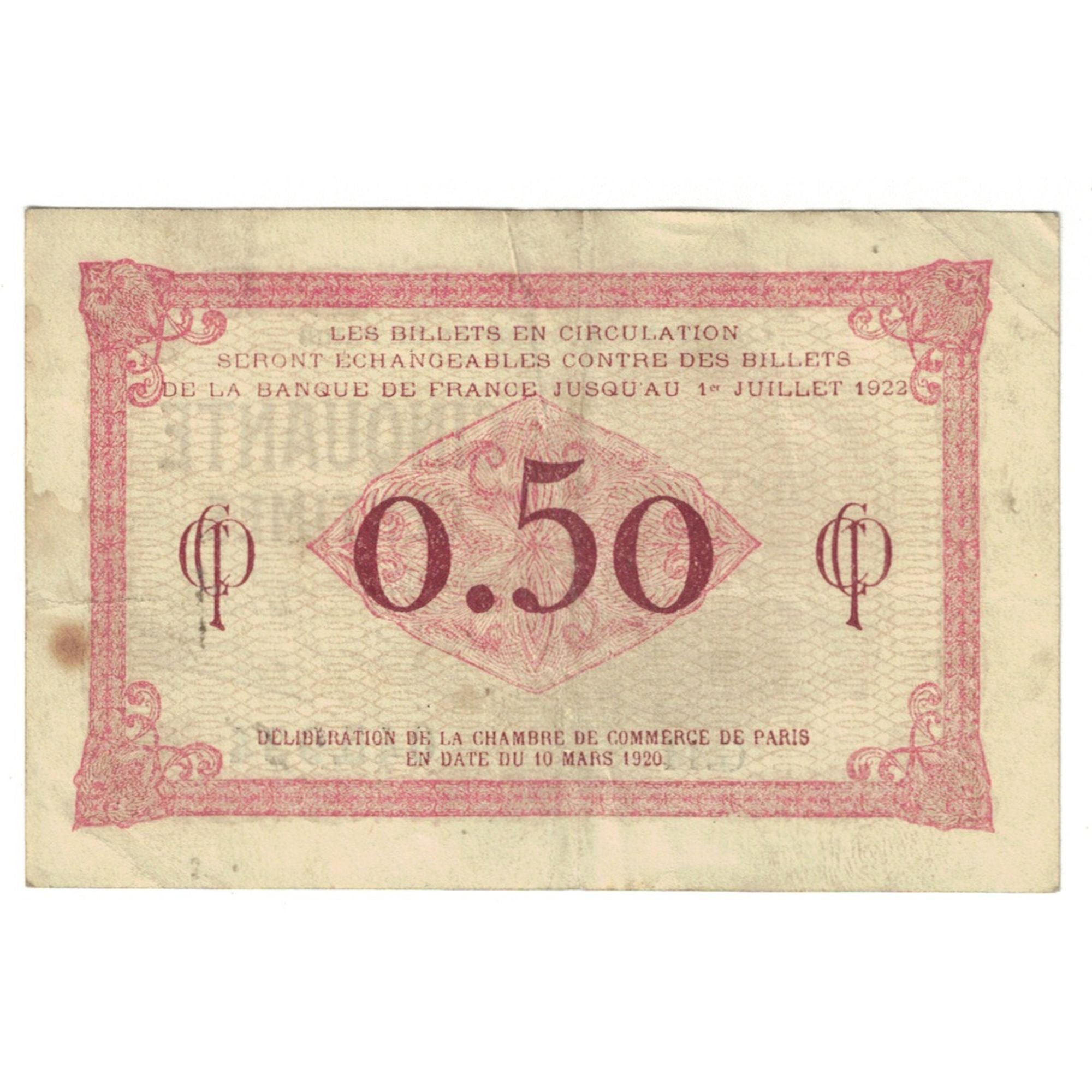 France, 50 Centimes, Other, 1920, G.14, PARIS, EF(40-45)