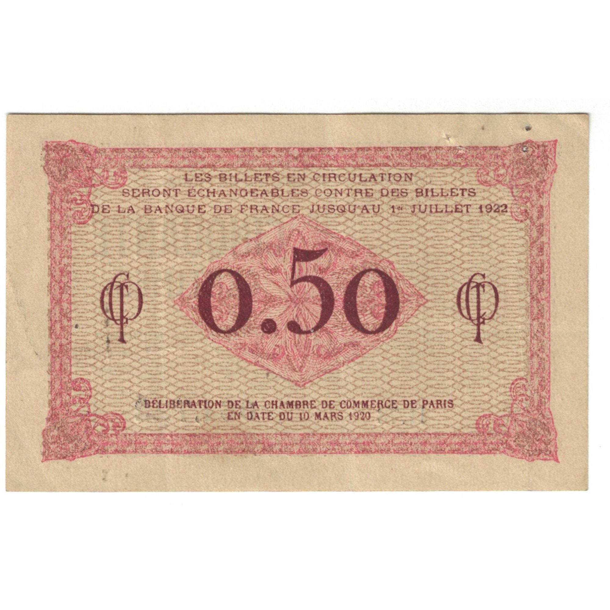 France, 50 Centimes, Other, 1920, H.78, PARIS, EF(40-45)