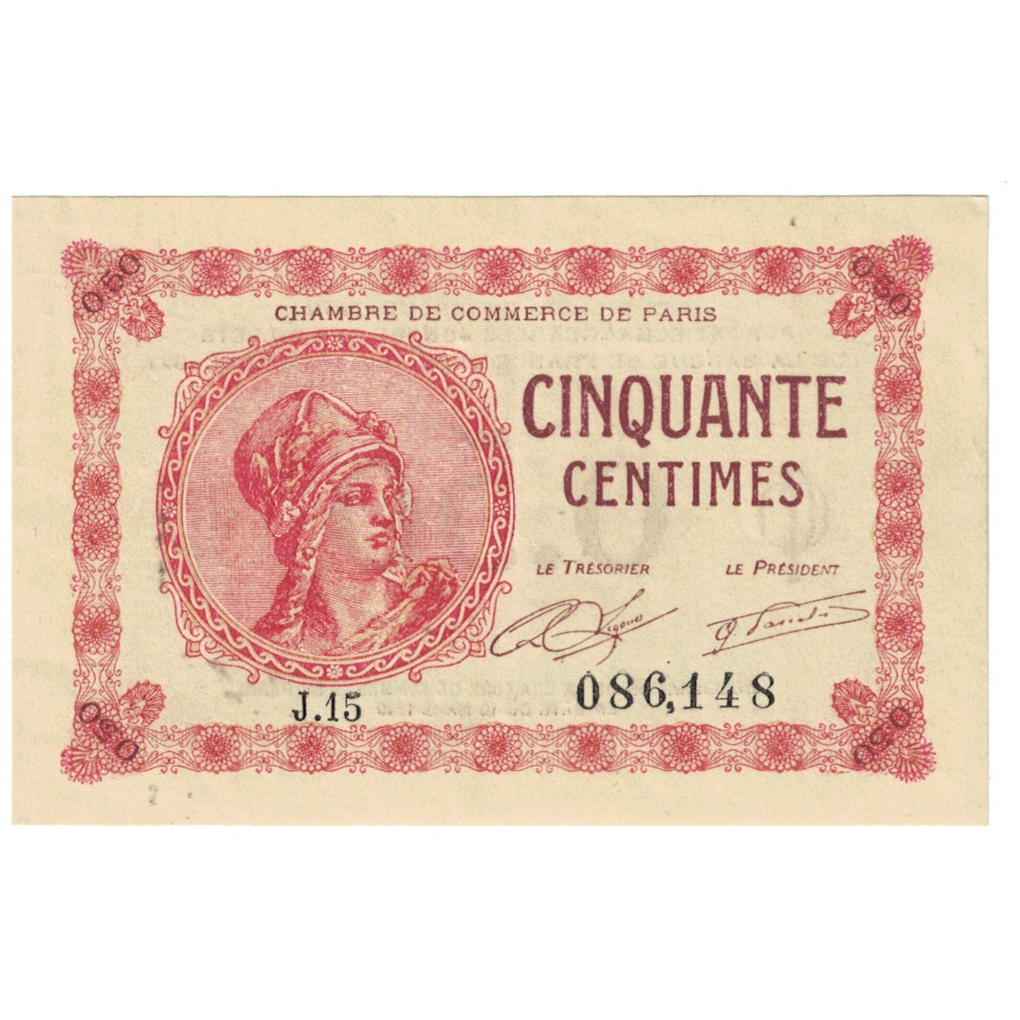 France, 50 Centimes, Other, 1920, J.15, PARIS, UNC(63)